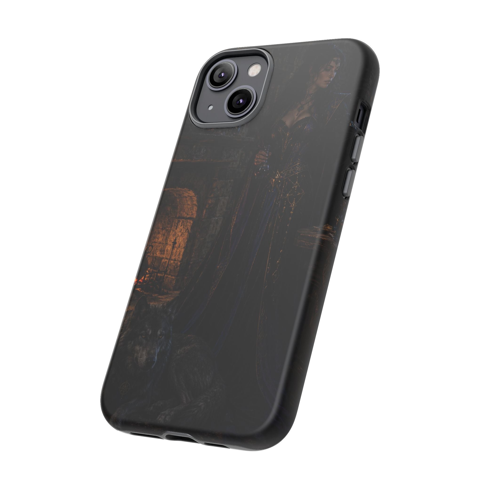 Gothic Witch Phone Case — Dark Fantasy Wolf & Fireplace Tough Case