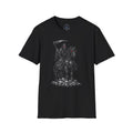 Grim Reaper Skull Tee — Dark Gothic Scythe Shirt with Red-Eyed Horse