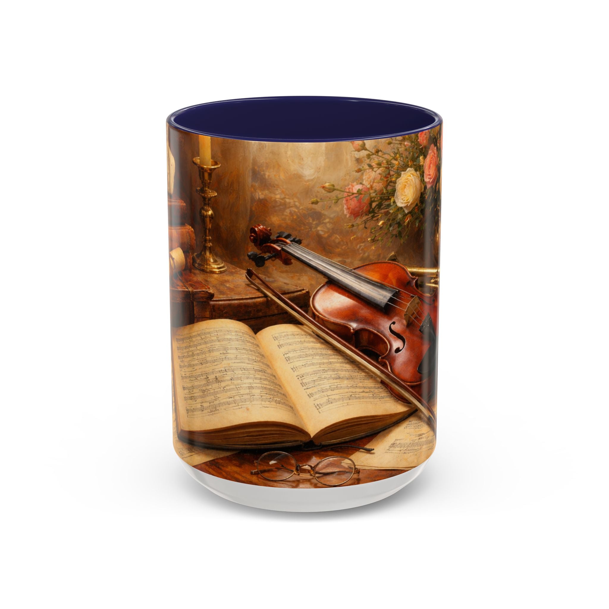 Classical Music Coffee Mug – Classical Music Floral Design (11/15 oz)