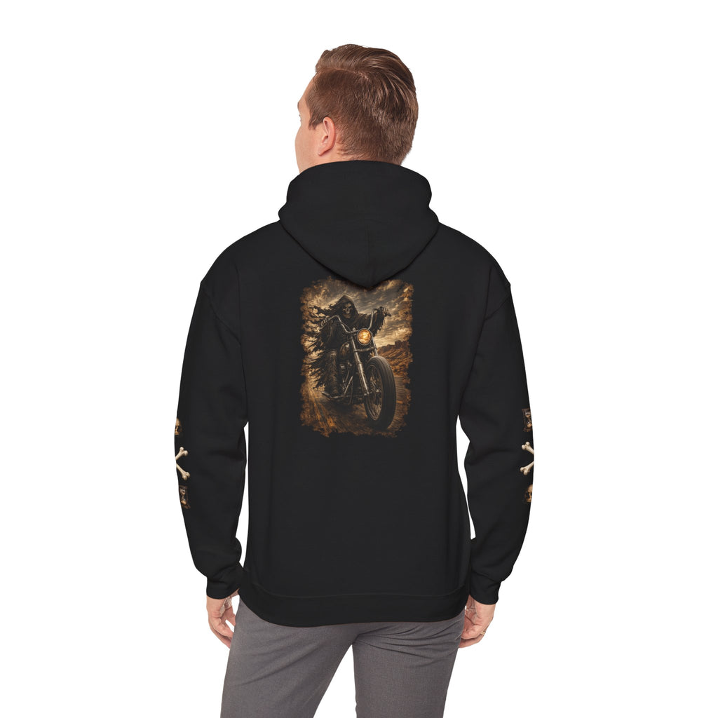 Premium Motorcycle Hoodie - "Time Wasted Is Time Lost" Skull & Crossbones Biker Pullover