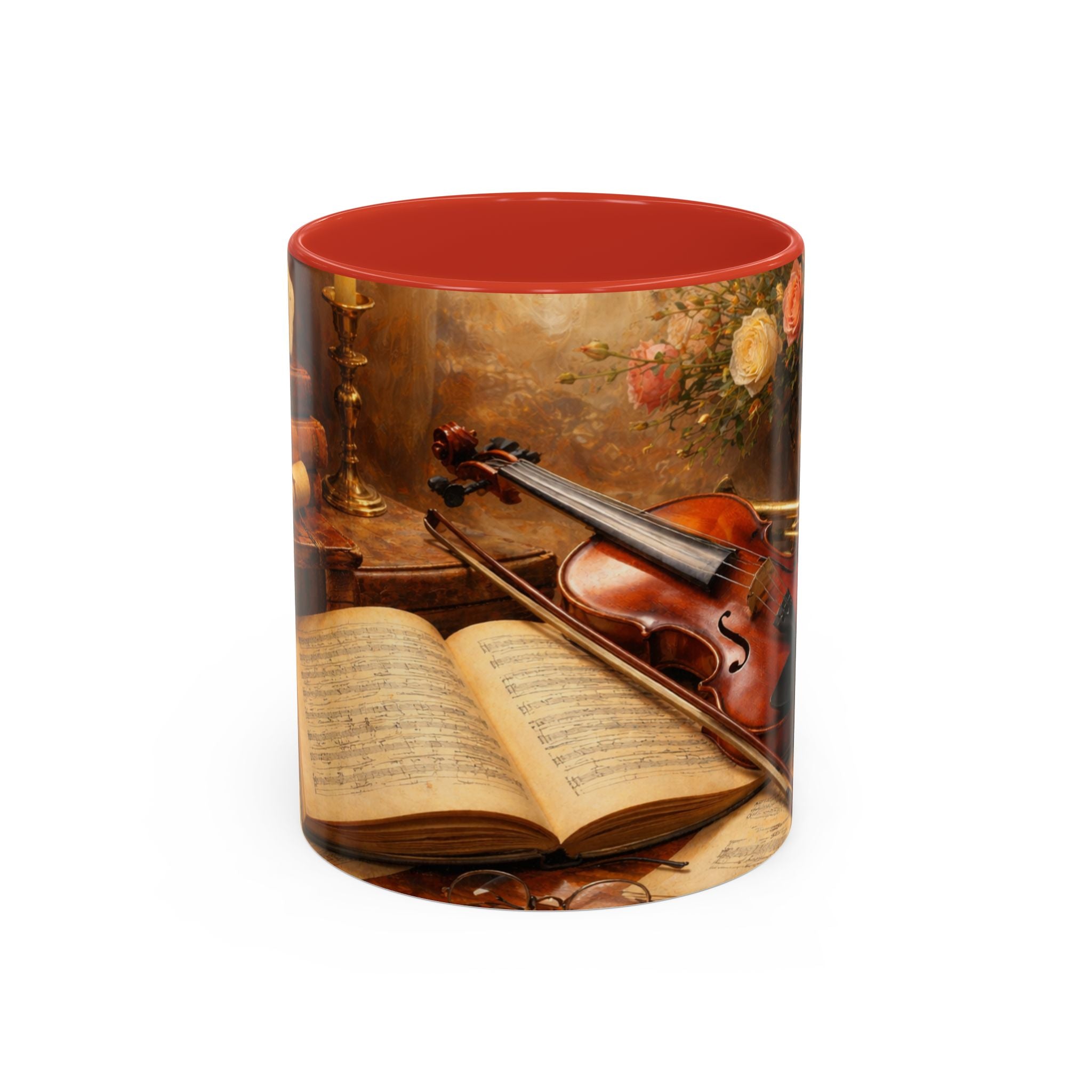 Classical Music Coffee Mug – Classical Music Floral Design (11/15 oz)