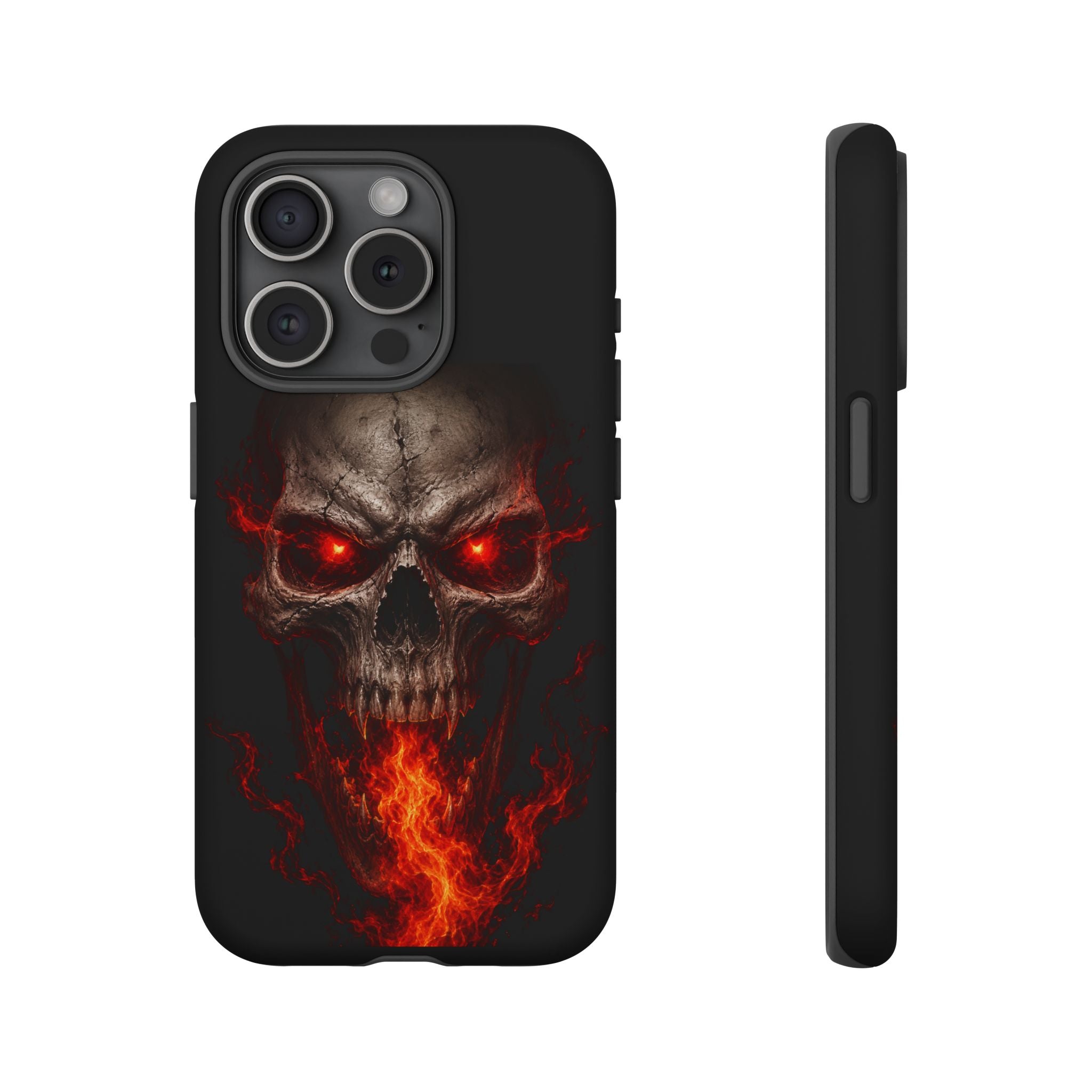 Flaming Skull Tough Case — Heavy-Duty Phone Case with Red-Eye Skull Design