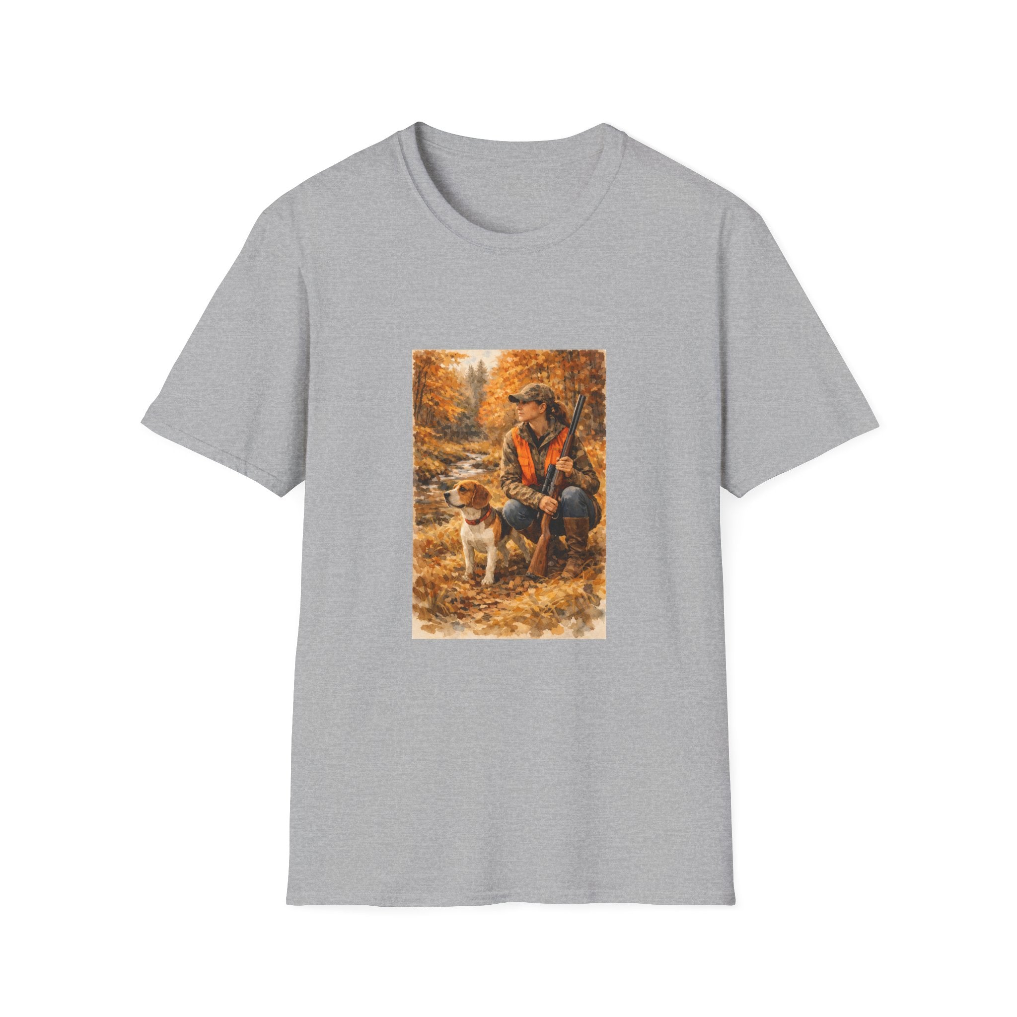 Hunting With Dog Tee — Autumn Camouflage Retriever Forest Shirt