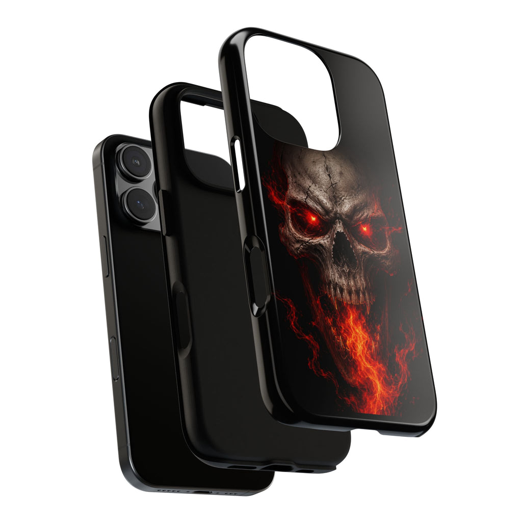 Flaming Skull Tough Case — Heavy-Duty Phone Case with Red-Eye Skull Design