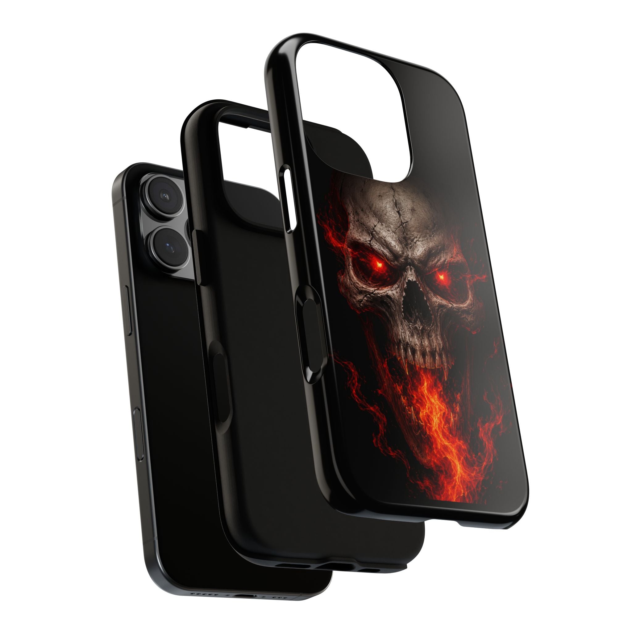 Flaming Skull Tough Case — Heavy-Duty Phone Case with Red-Eye Skull Design