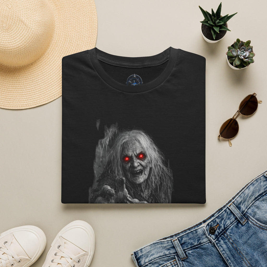 Horror Portrait T-Shirt — Creepy Red-Eyed Ghost Tee