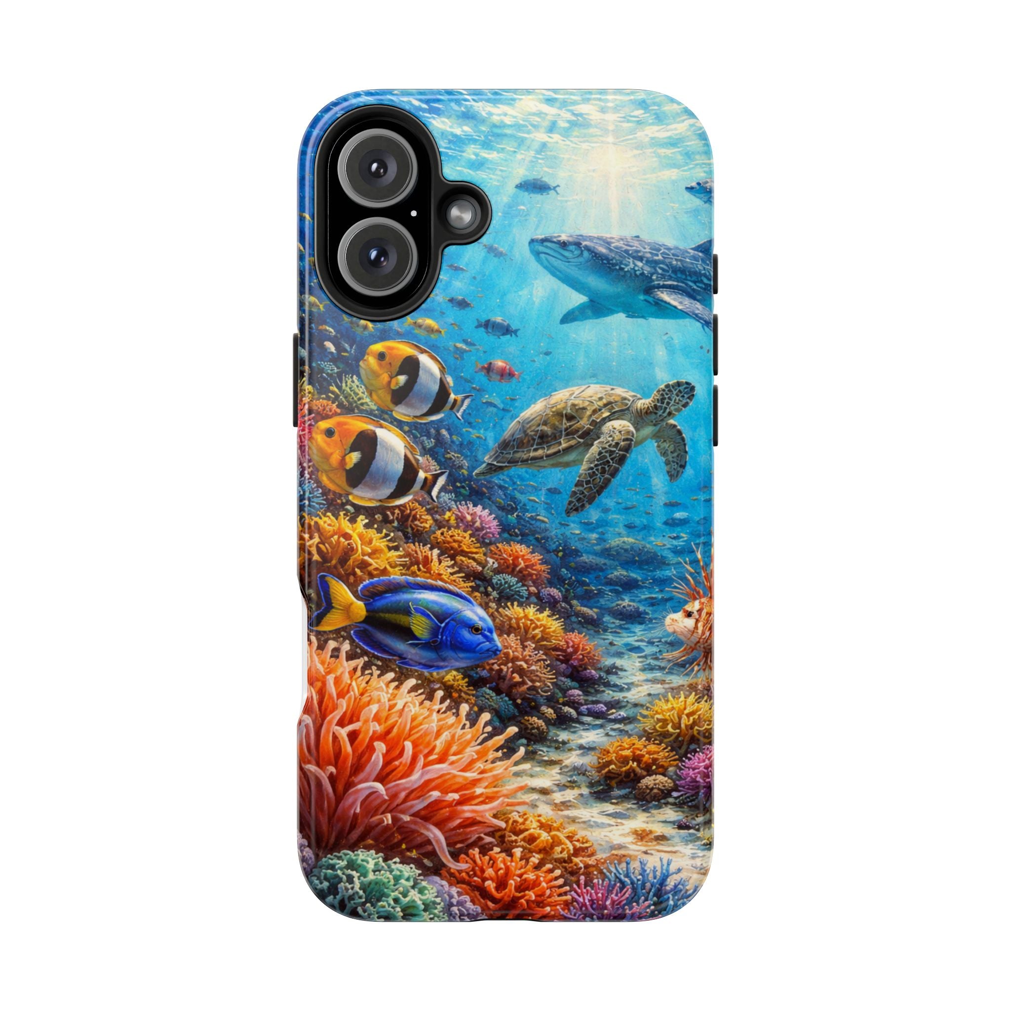 Ocean Reef Tough Phone Case — Colorful Sea Turtle & Tropical Fish Design