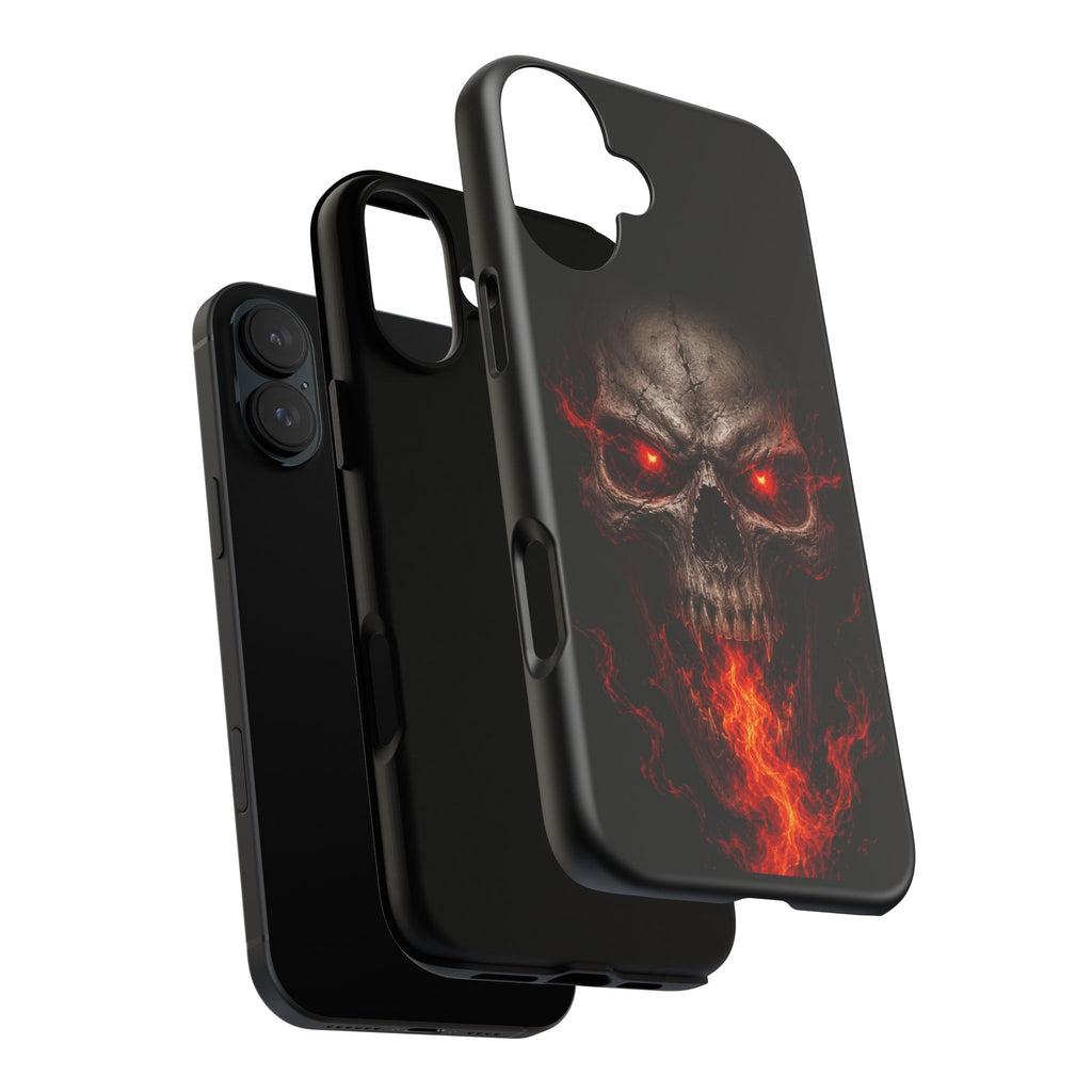 Flaming Skull Tough Case — Heavy-Duty Phone Case with Red-Eye Skull Design