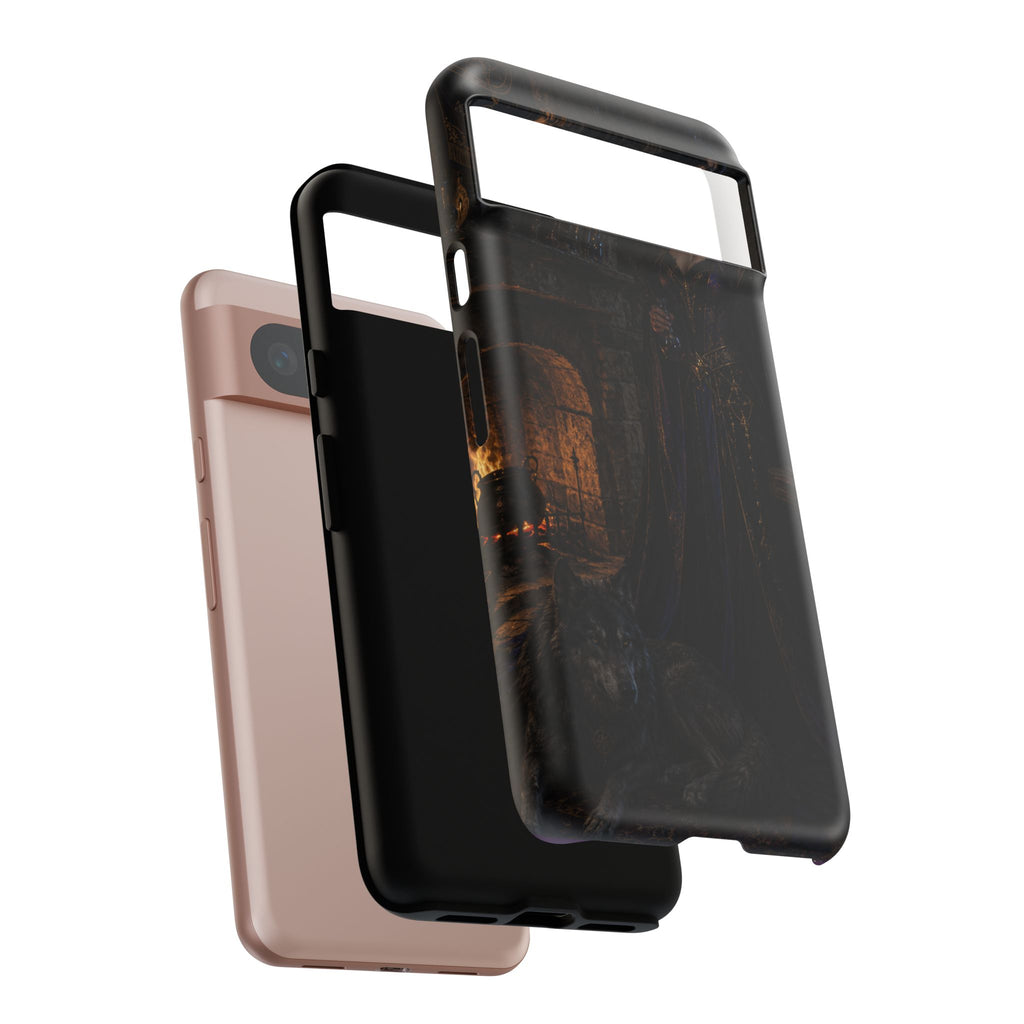 Gothic Witch Phone Case — Dark Fantasy Wolf & Fireplace Tough Case