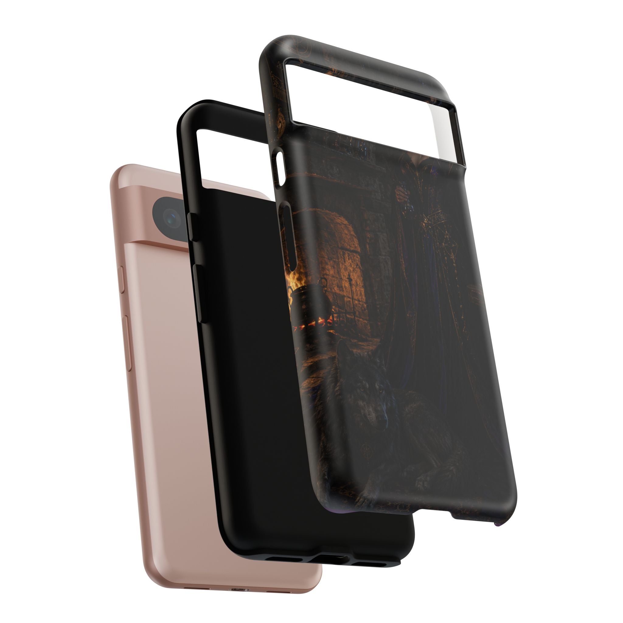 Gothic Witch Phone Case — Dark Fantasy Wolf & Fireplace Tough Case
