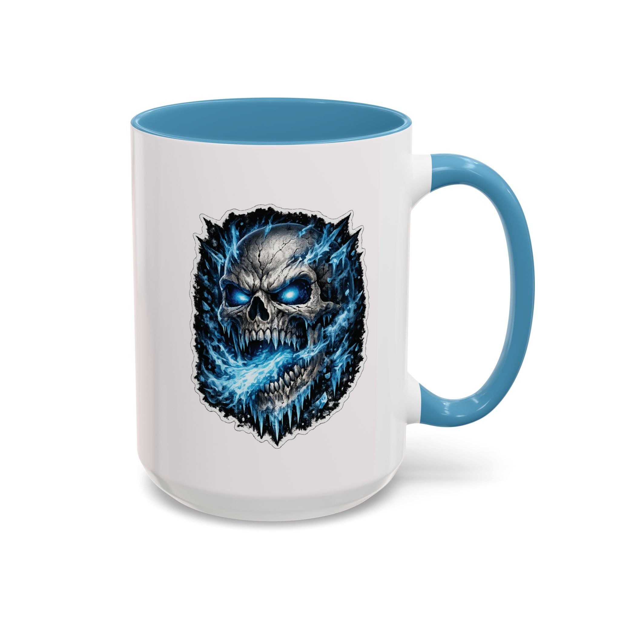 Blue Lightning Skull Accent Coffee Mug – Gothic Horror Coffee Cup (11/15oz)