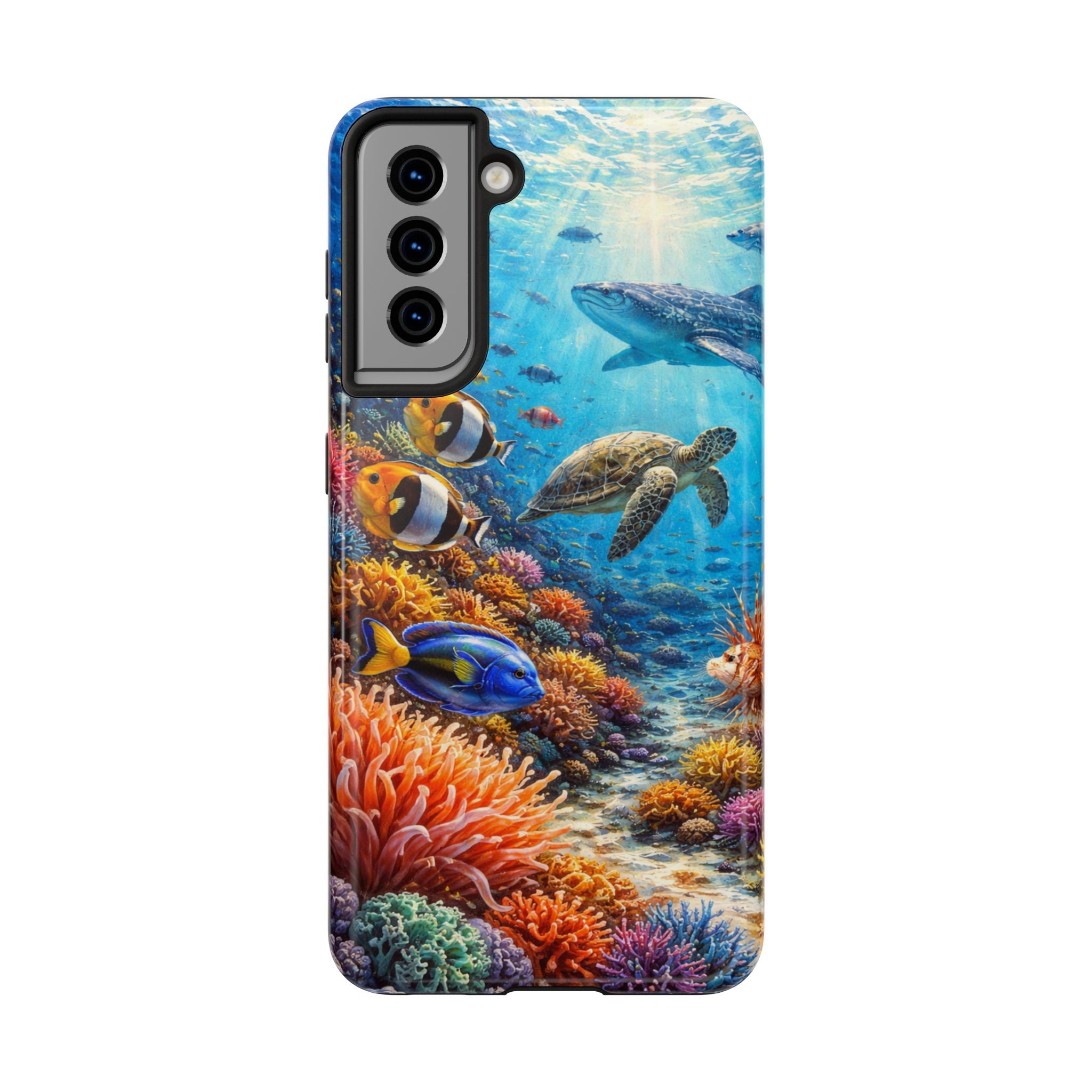 Ocean Reef Tough Phone Case — Colorful Sea Turtle & Tropical Fish Design
