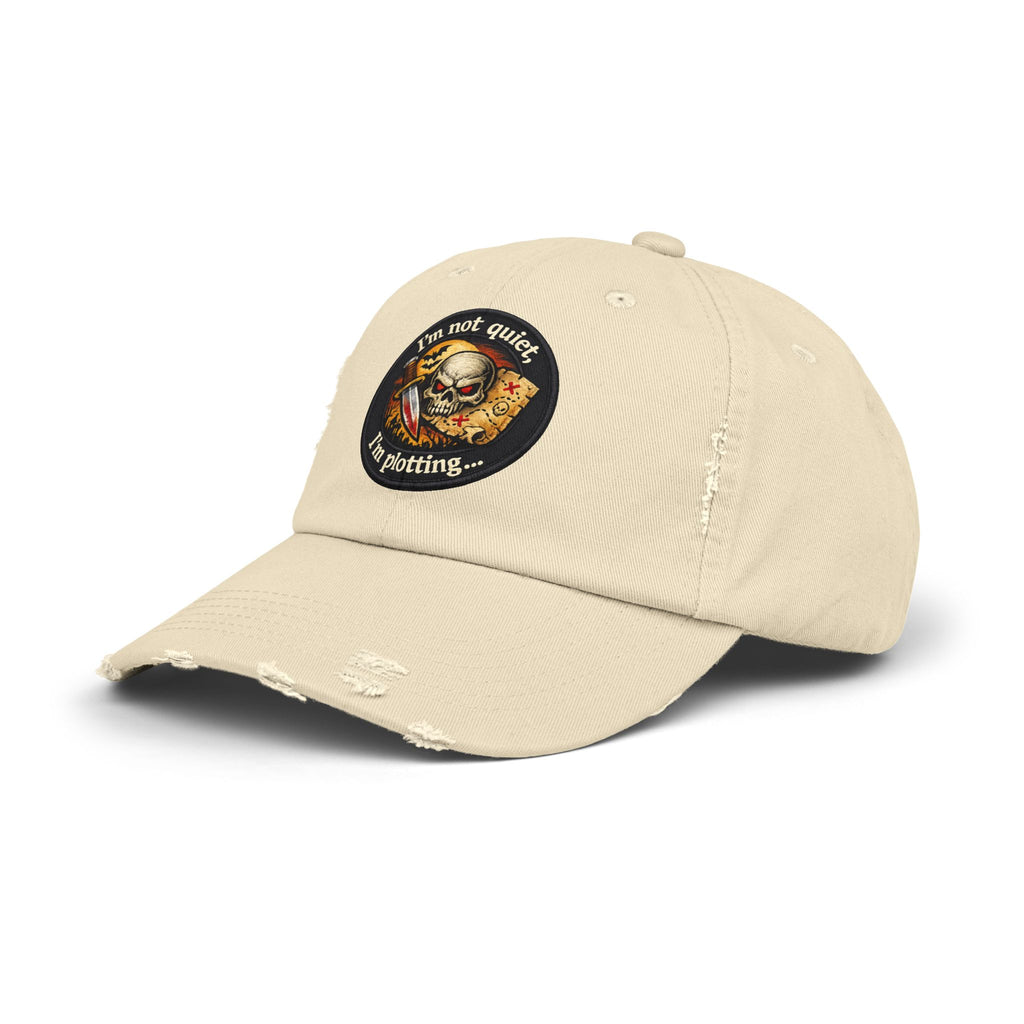 Skull & Map Distressed Cap – "I'm Not Quiet, I'm Plotting" Hat
