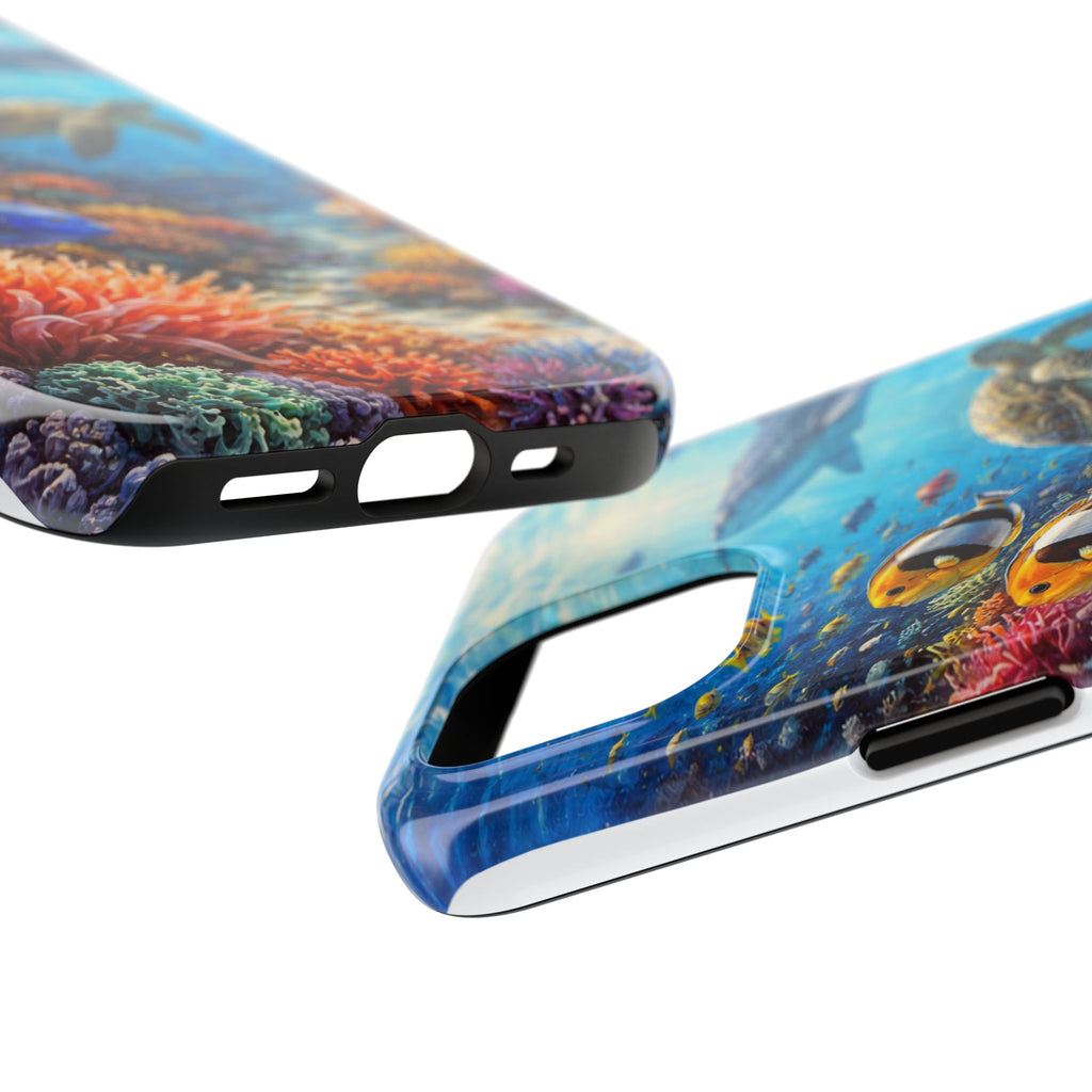 Ocean Reef Tough Phone Case — Colorful Sea Turtle & Tropical Fish Design