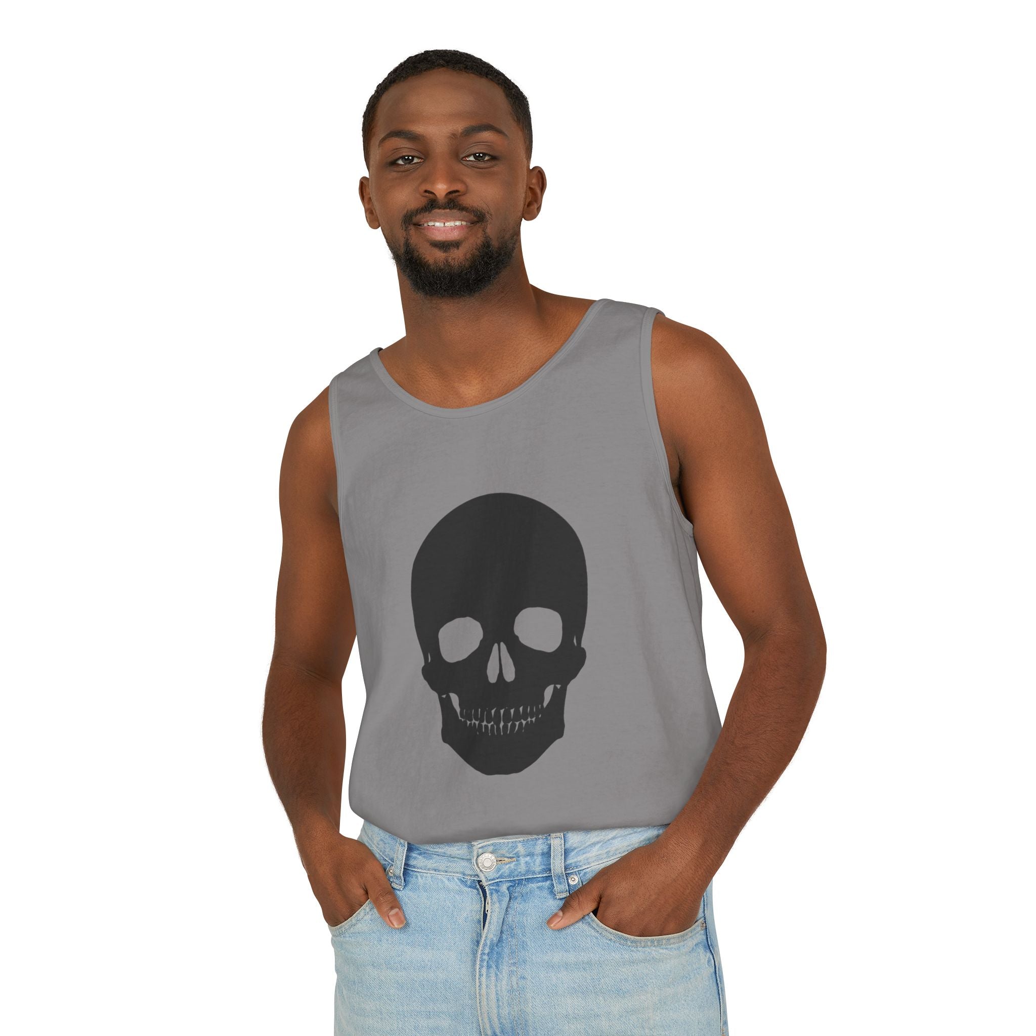 Skull Graphic Tank Top — Bold Black Skull Summer Vest