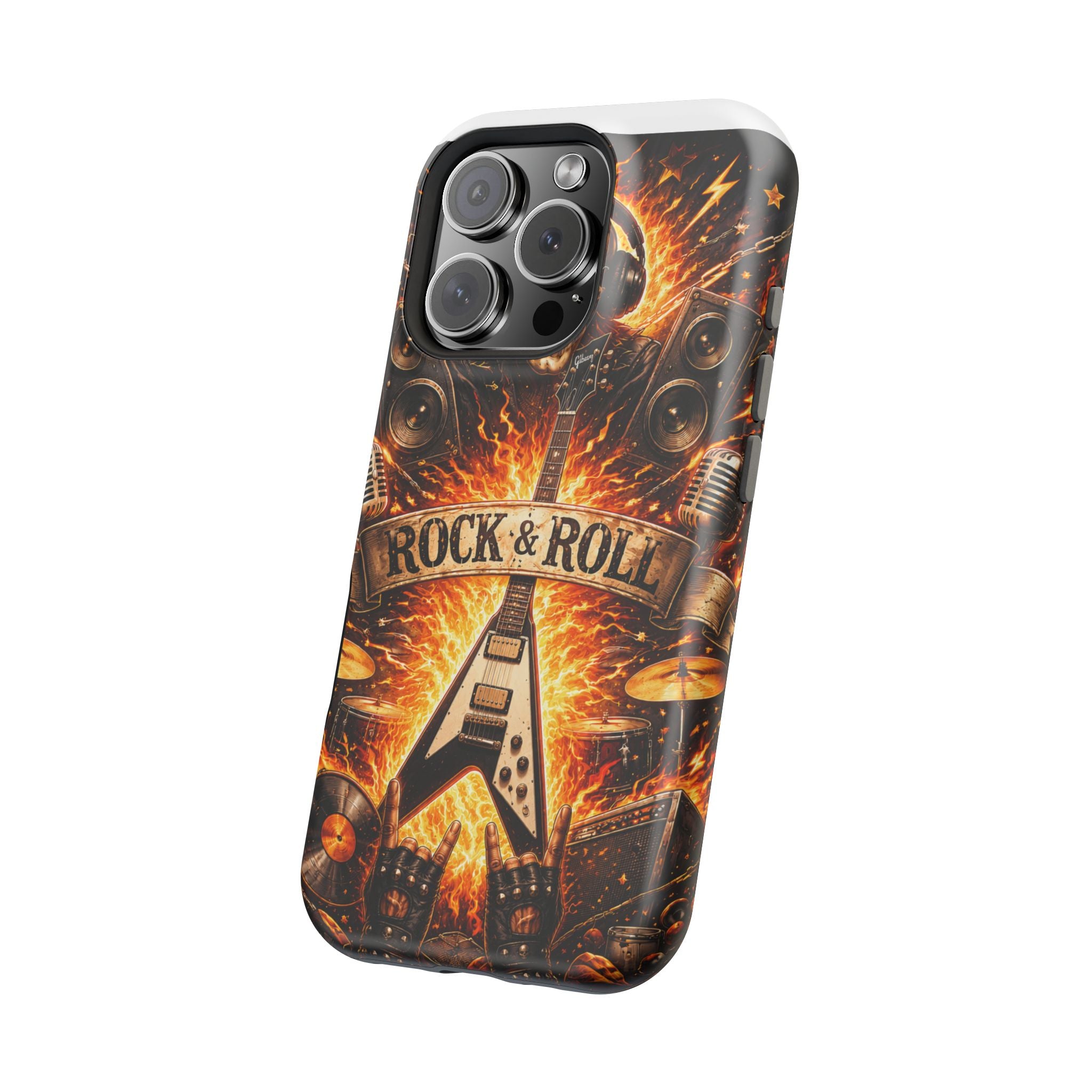 Rock & Roll Skull Guitar Phone Case — Magnetic Impact-Resistant