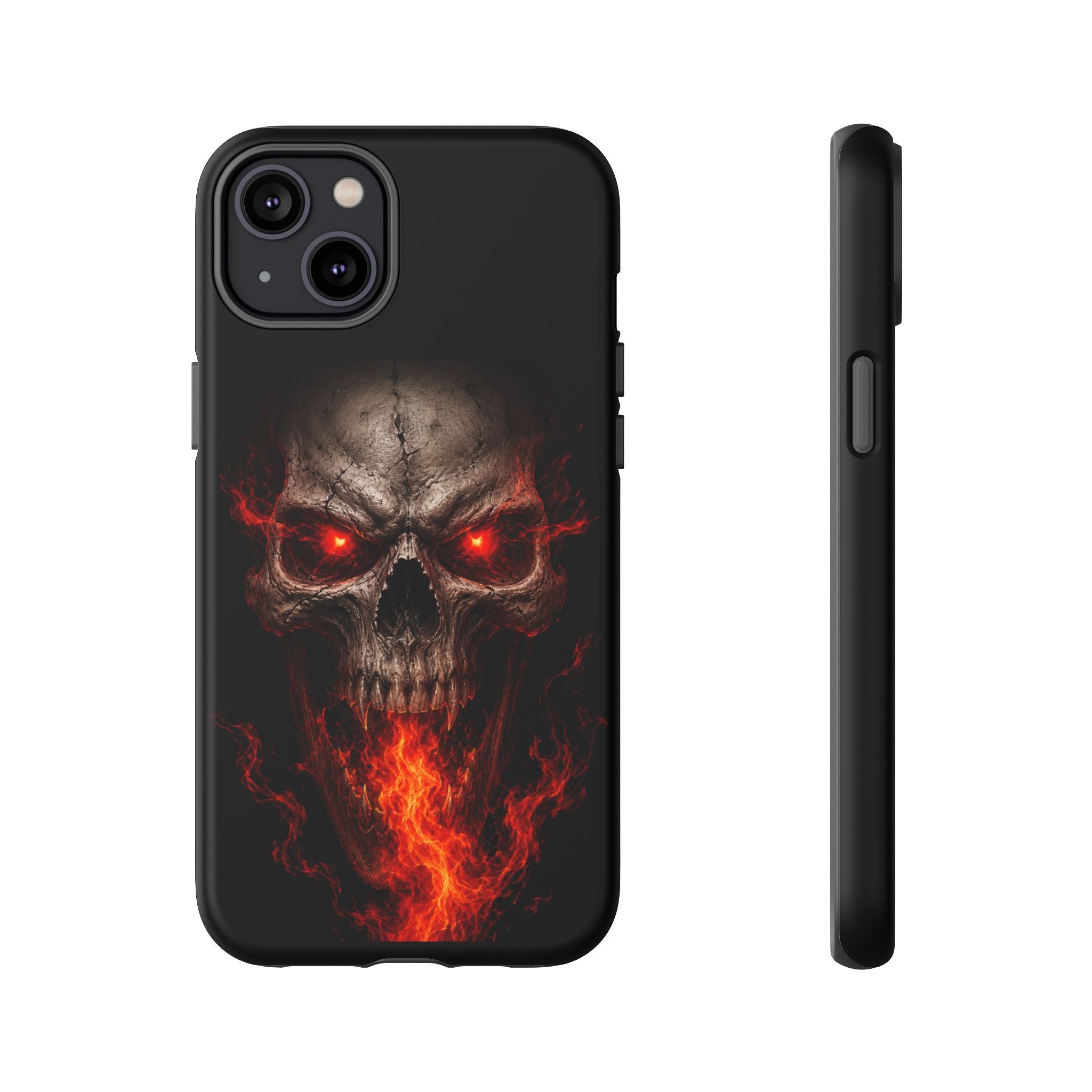 Flaming Skull Tough Case — Heavy-Duty Phone Case with Red-Eye Skull Design