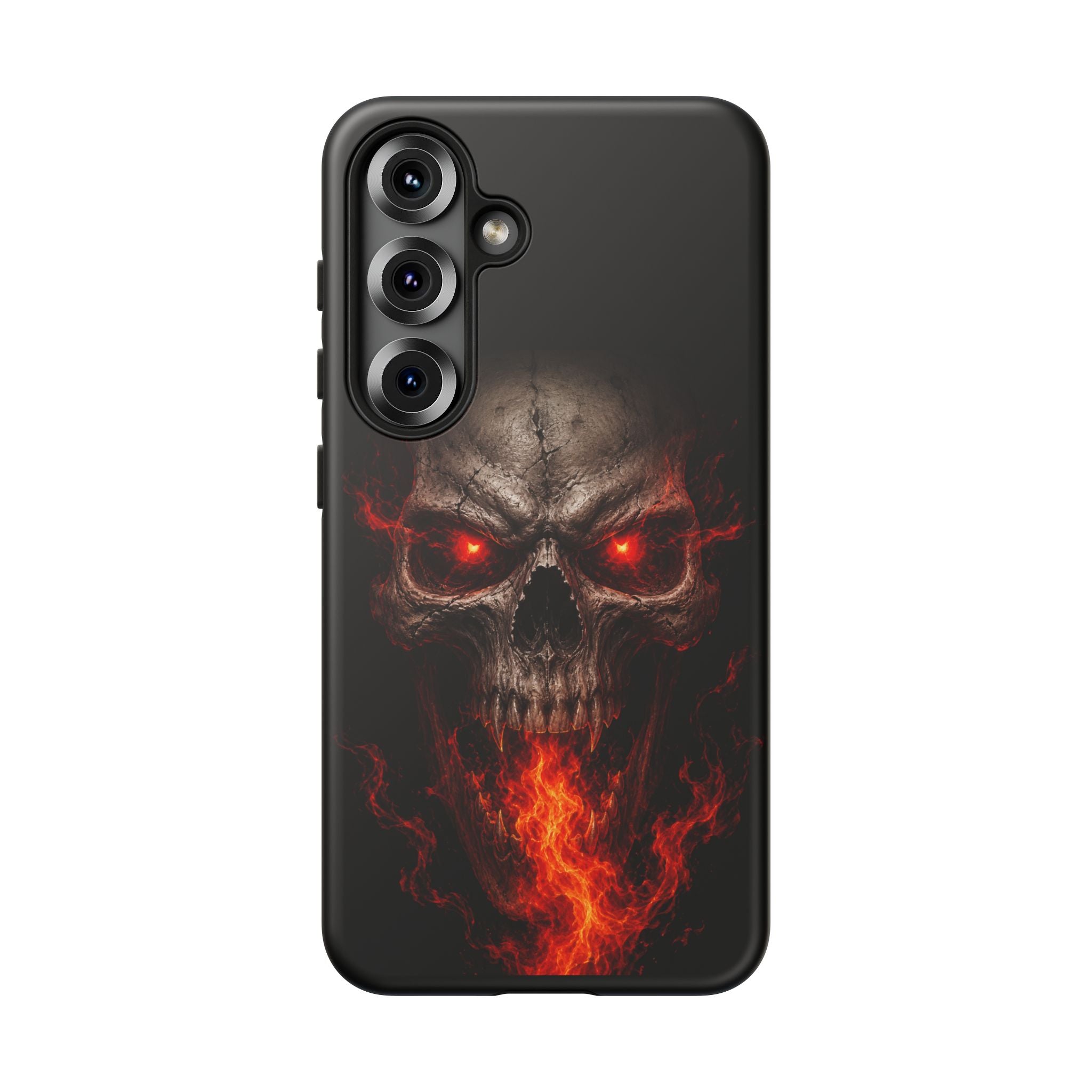 Flaming Skull Tough Case — Heavy-Duty Phone Case with Red-Eye Skull Design