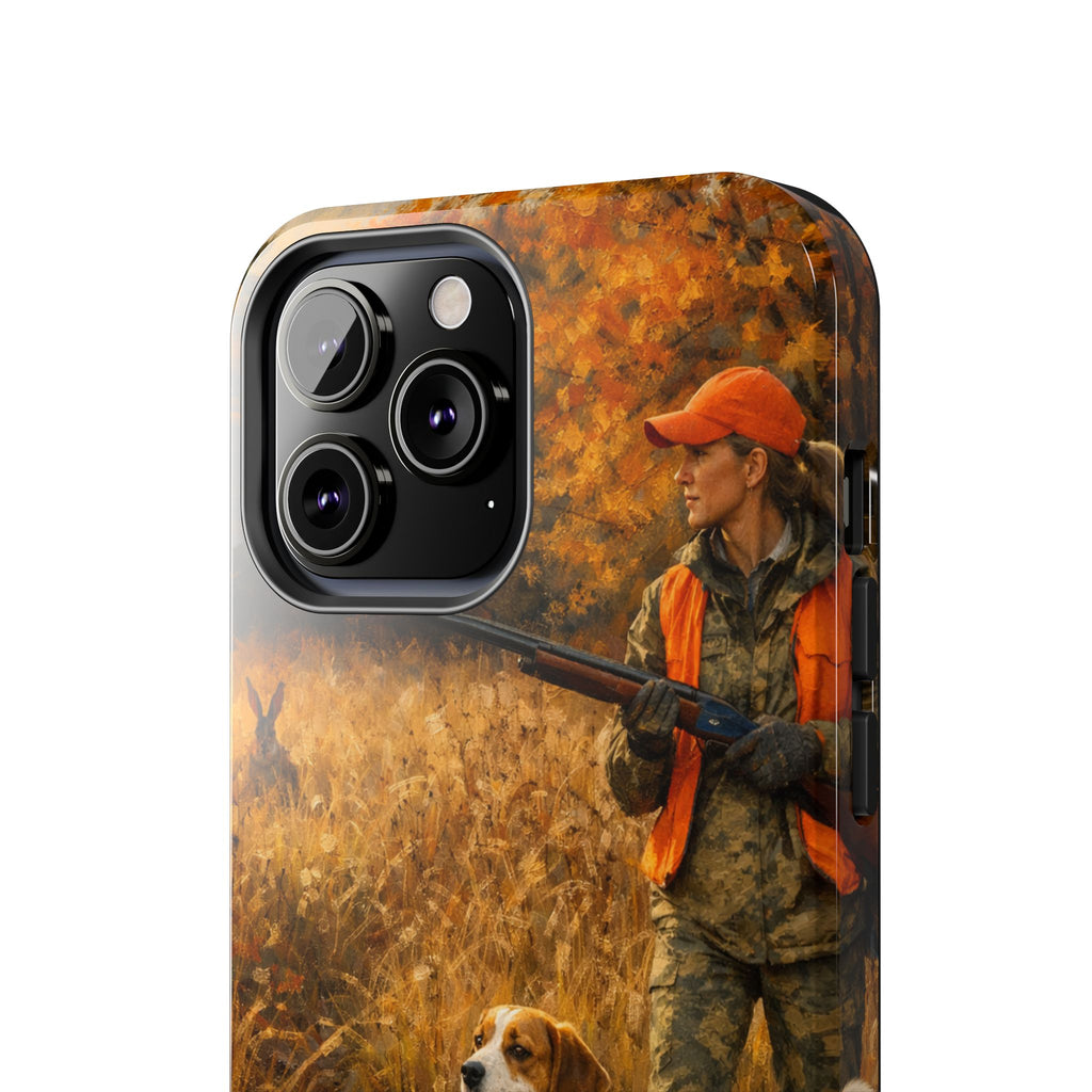 Hunting Scene Tough Phone Case — Hunter & Beagle Autumn Field Protective Cover