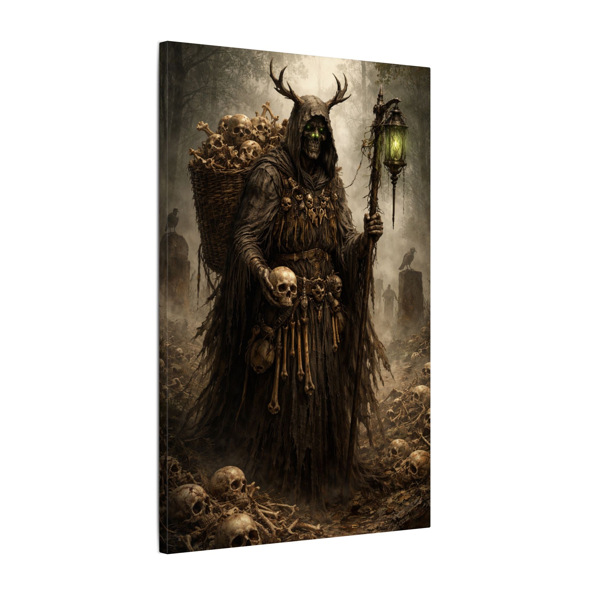 Bone Collector Canvas Print — Gothic Skull-Wraith Wall Art