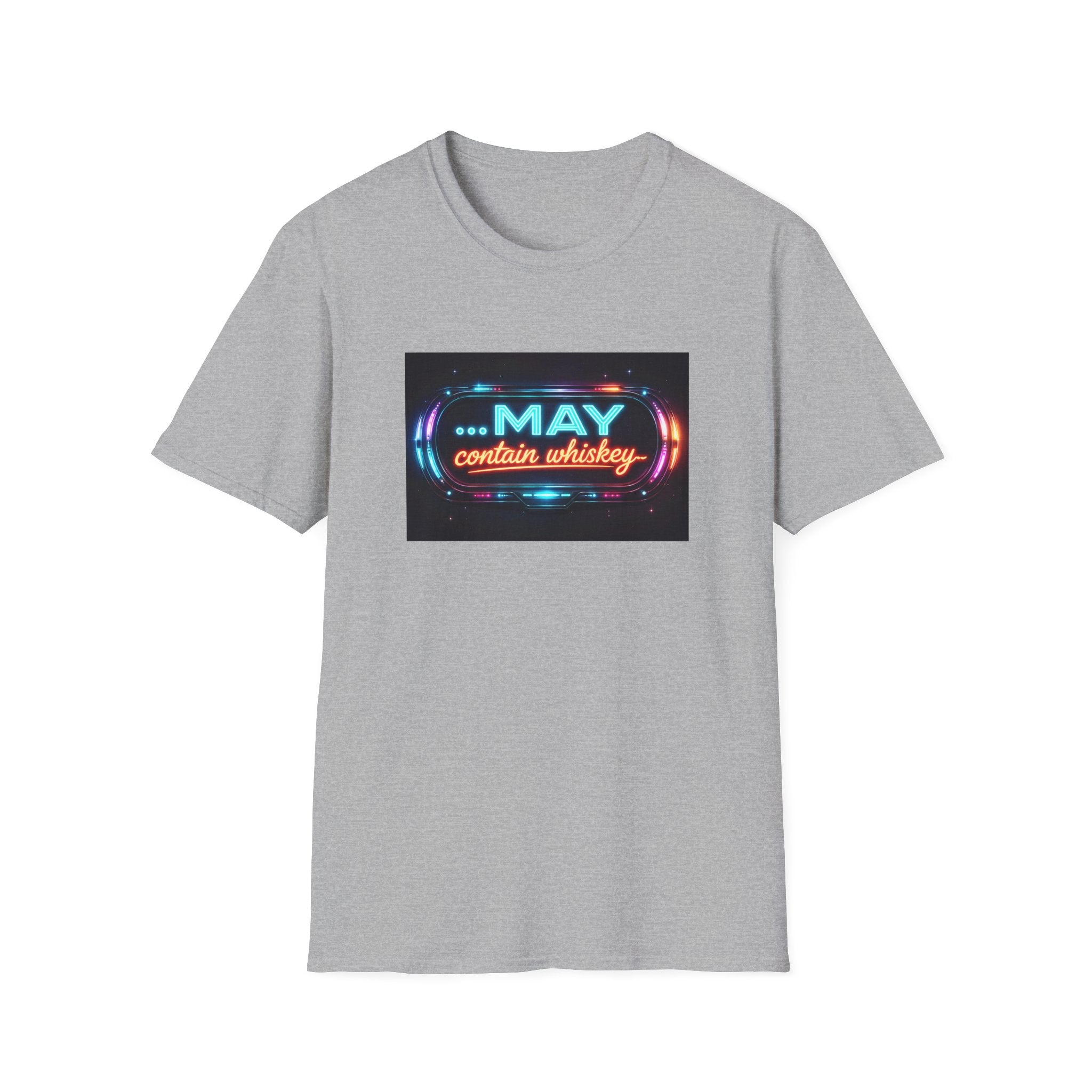 May Contain Whiskey T-Shirt – Funny Neon Retro Graphic Tee for Whiskey Lovers