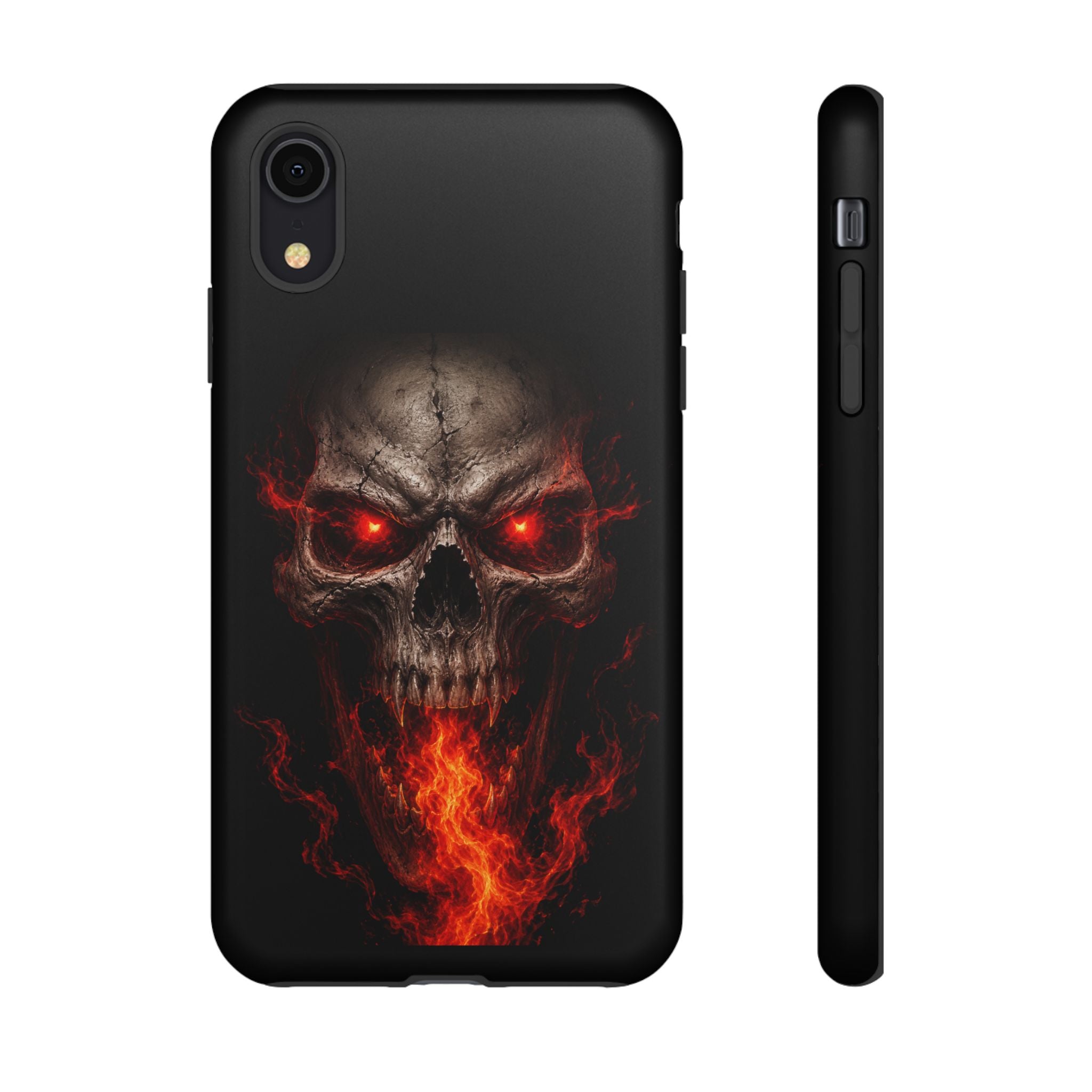 Flaming Skull Tough Case — Heavy-Duty Phone Case with Red-Eye Skull Design