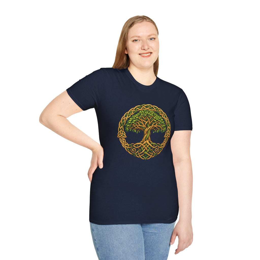 Celtic Tree of Life T-Shirt — Green Knotwork Spiritual Nature Tee