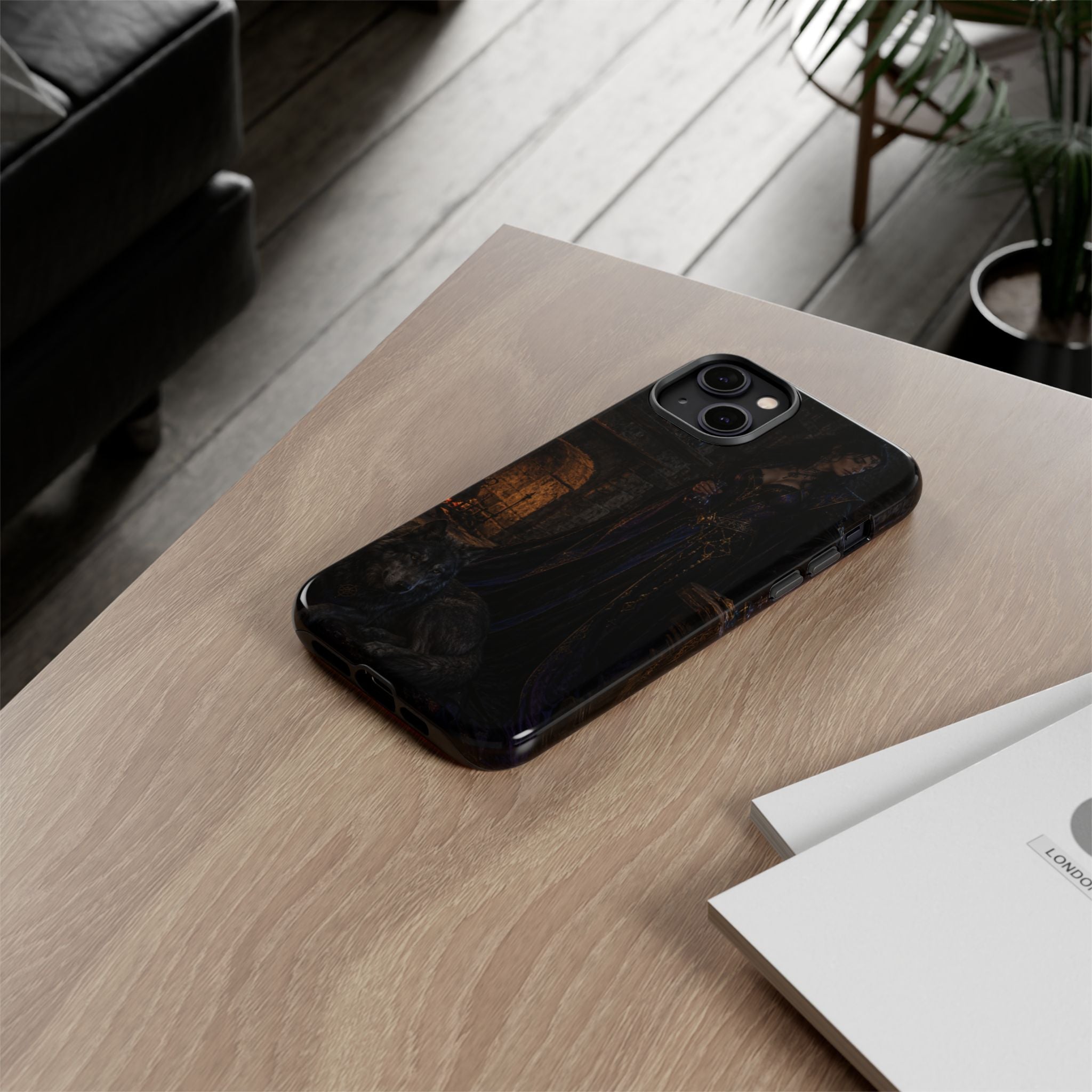 Gothic Witch Phone Case — Dark Fantasy Wolf & Fireplace Tough Case