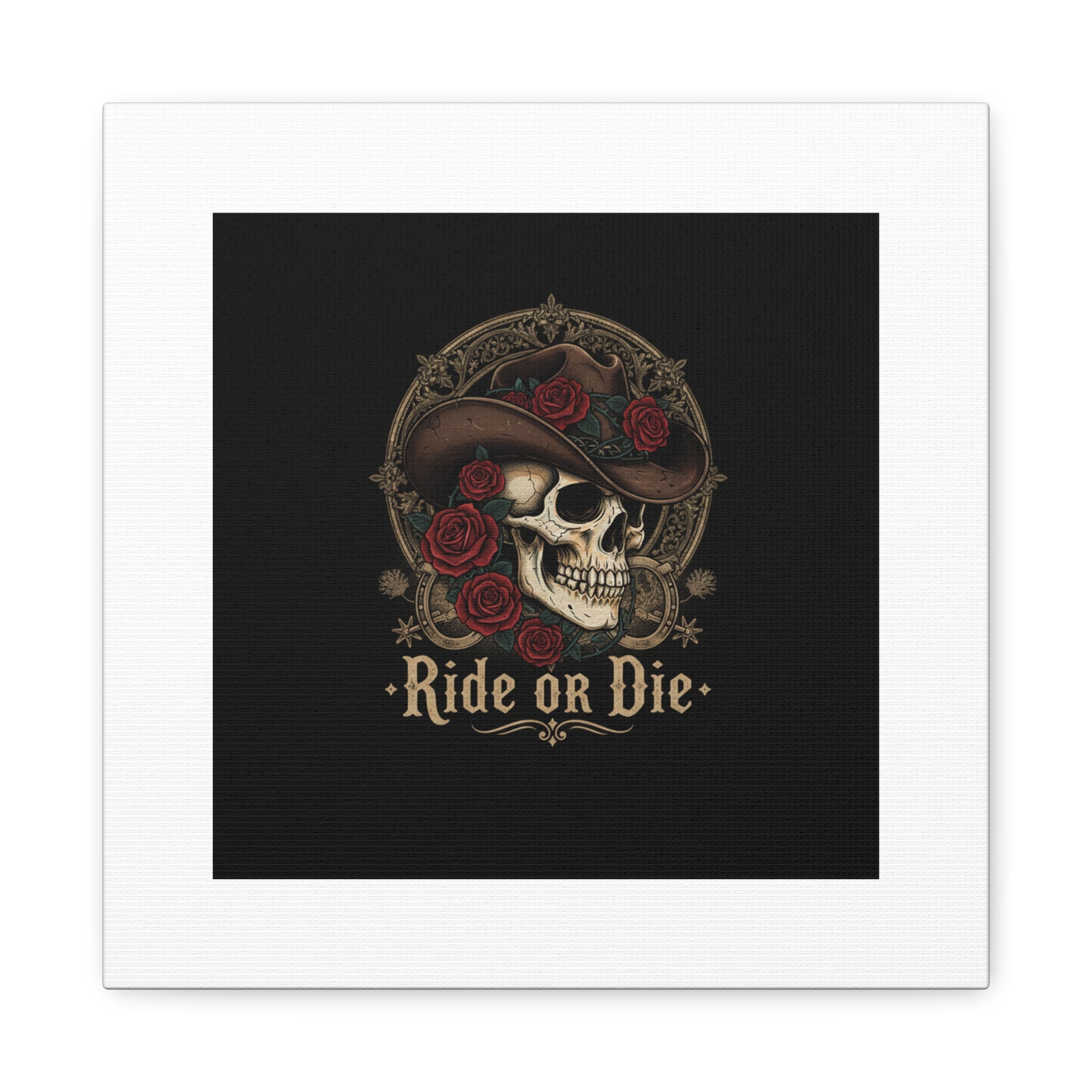 Ride or Die Skull Canvas | Western Skull Art, Gothic Americana
