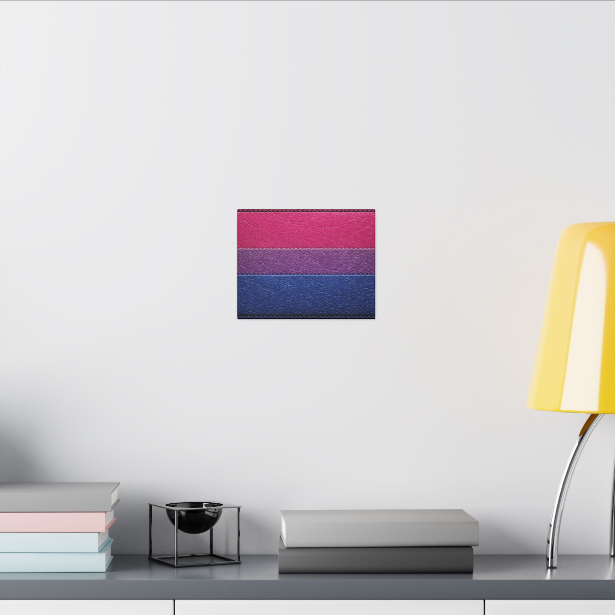 Bisexual Pride Flag Canvas Wall Art — Leather Patch Style Matte Print