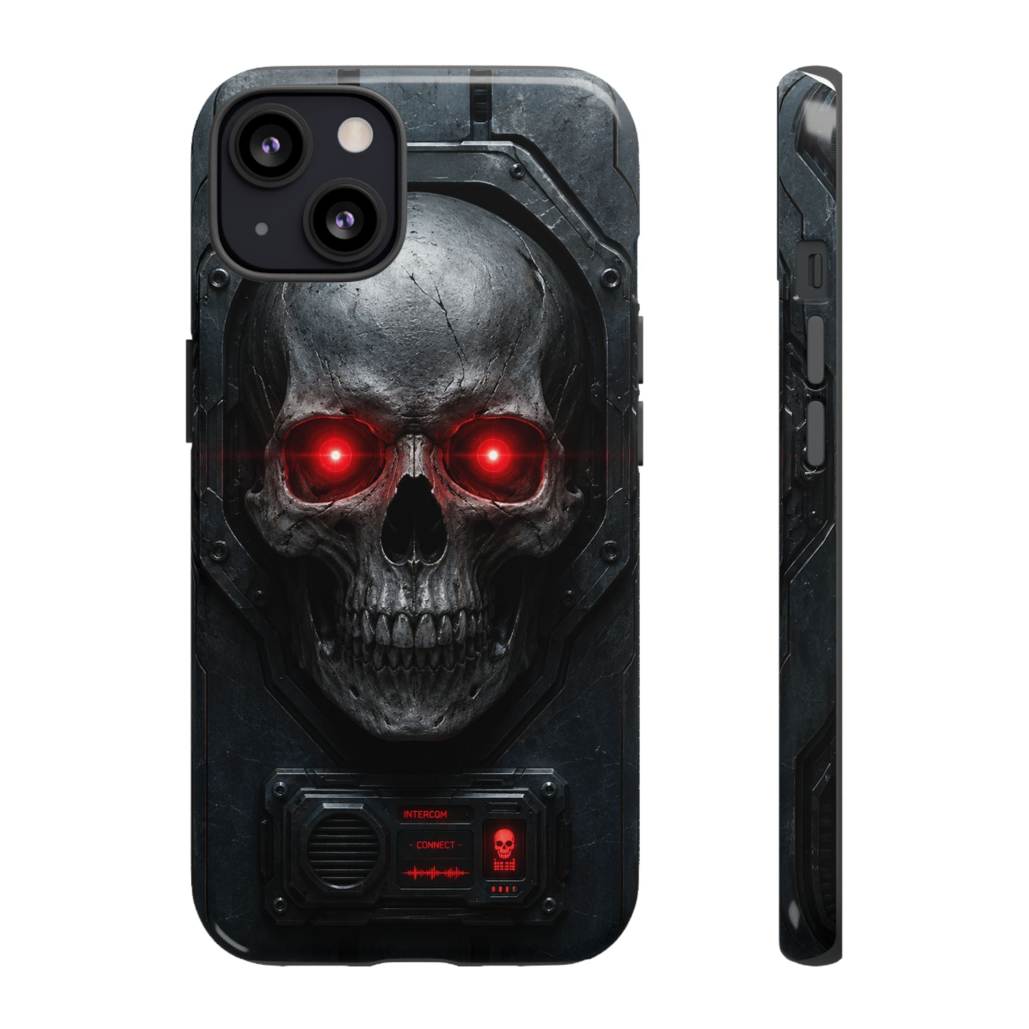 Skull Sentinel Phone Case — Red-Eyed Tactical Skull Protective Case