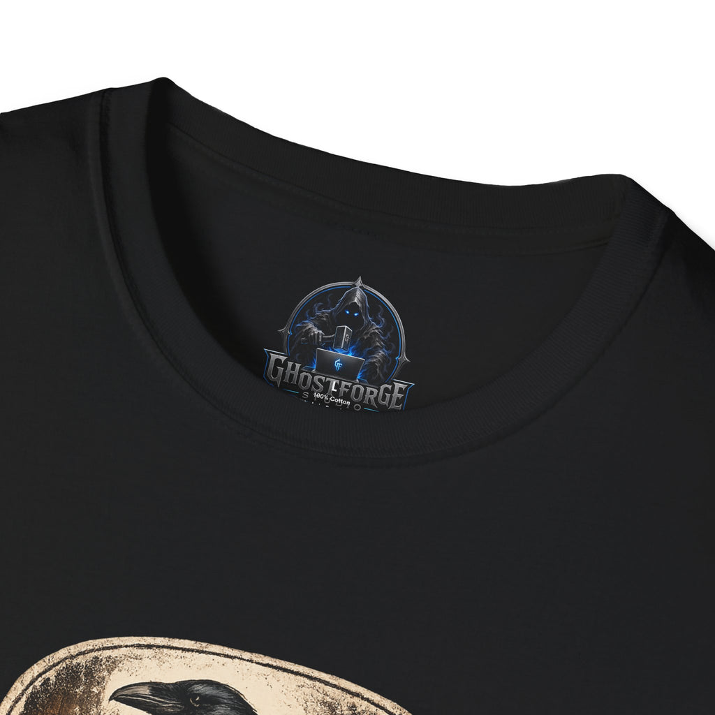 Raven on Skull T‑Shirt – Gothic Crow Skull Candle Design