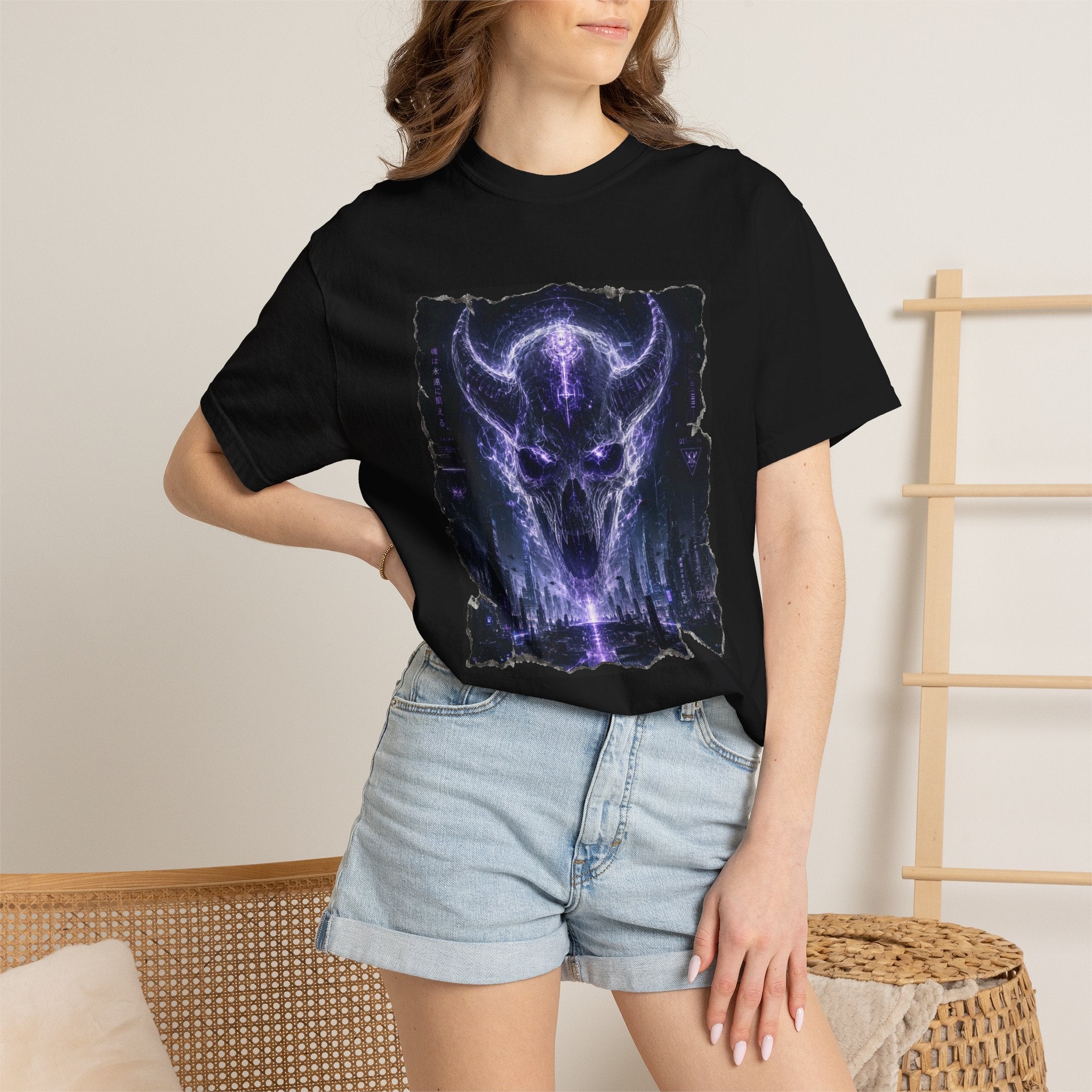 Ethereal Demon Skull T-Shirt — Cyber Goth Graphic Tee
