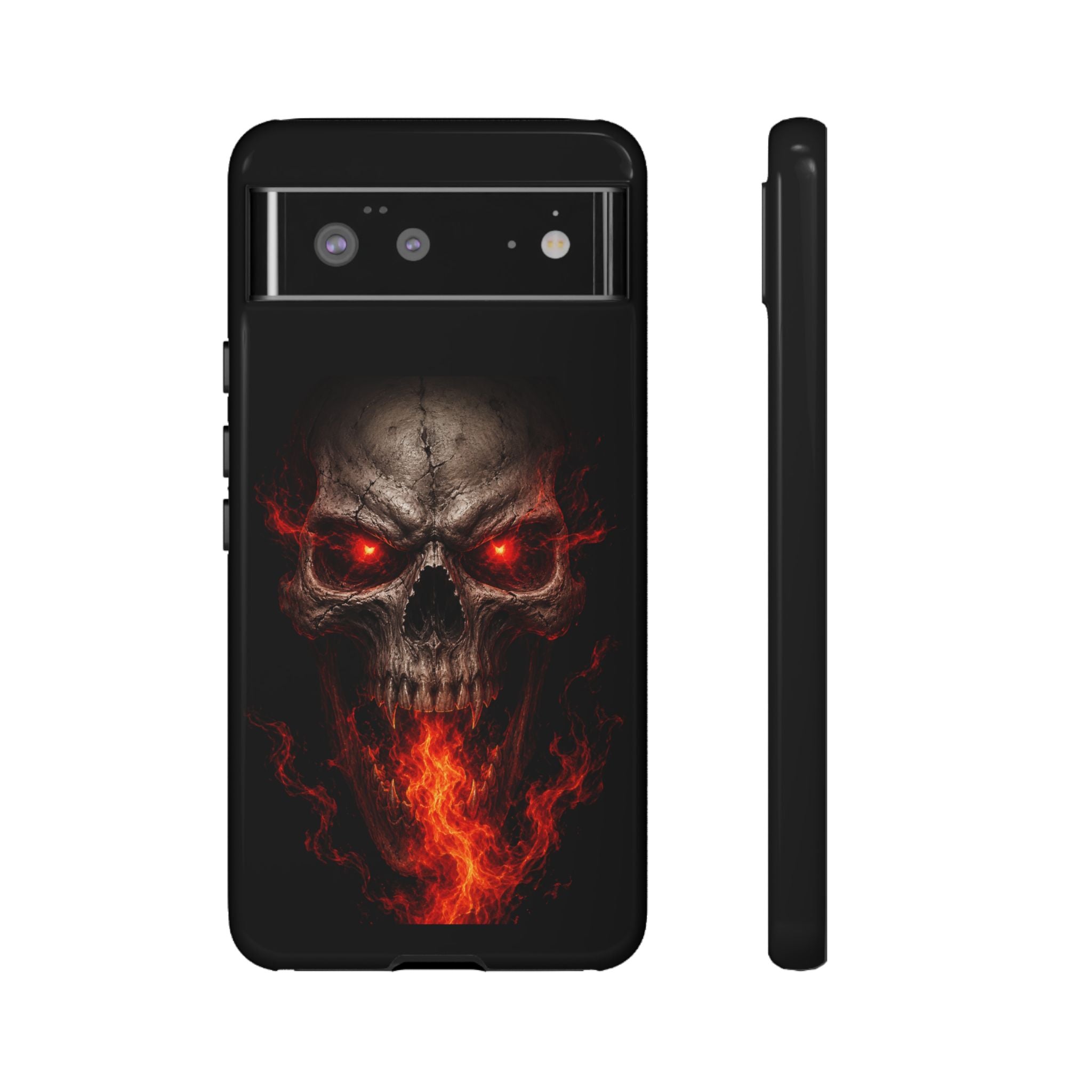 Flaming Skull Tough Case — Heavy-Duty Phone Case with Red-Eye Skull Design