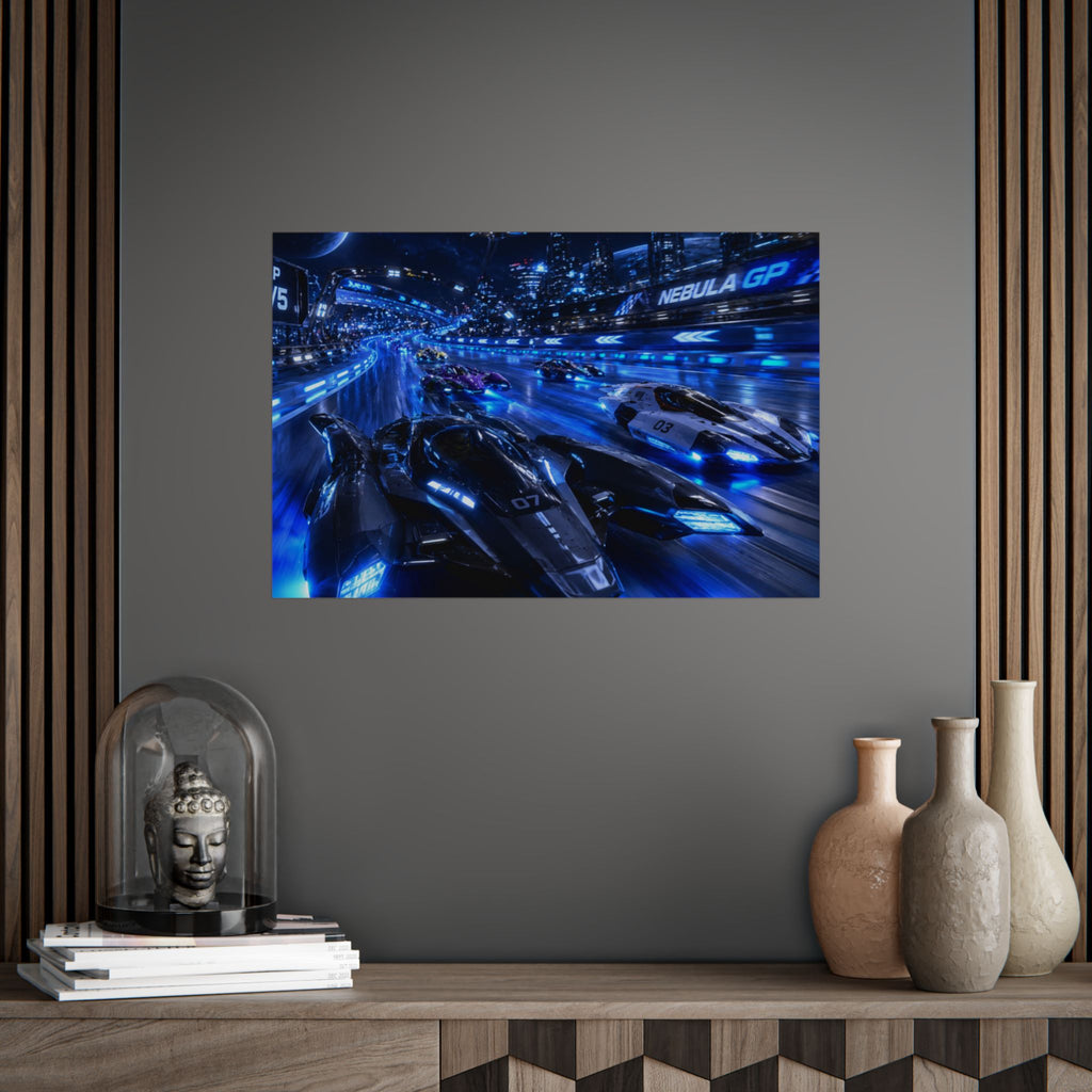 Futuristic Racing Poster — Nebula GP High-Speed Sci‑Fi Print