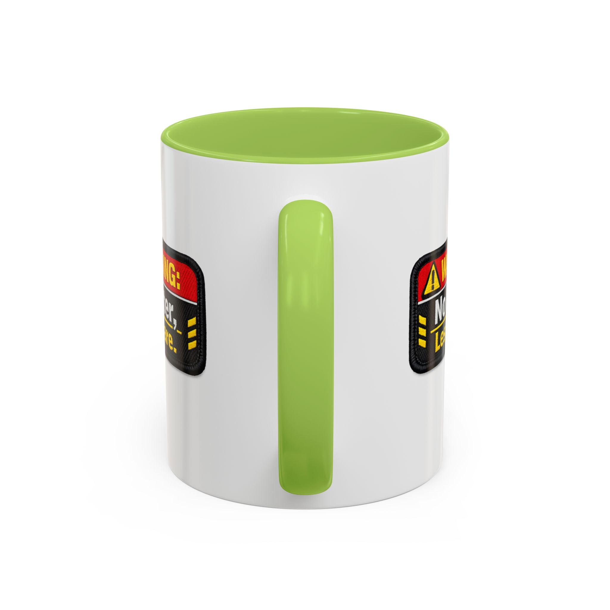 Coffee Mug — "Warning: No Filter, Less Care" Accent Ceramic Mug