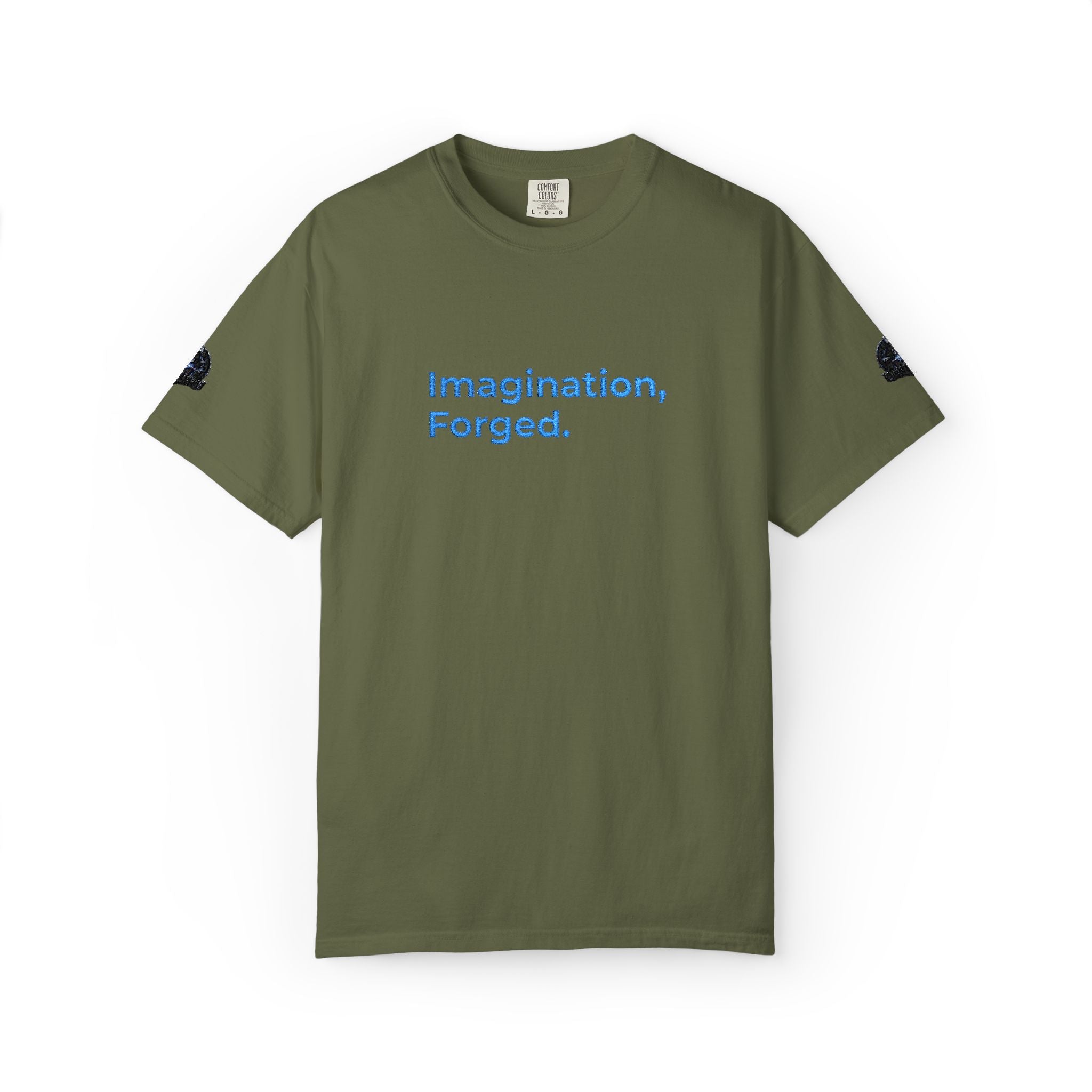 Imagination, Forged. Embroidered Tee — Graphic Garment-Dyed T-Shirt