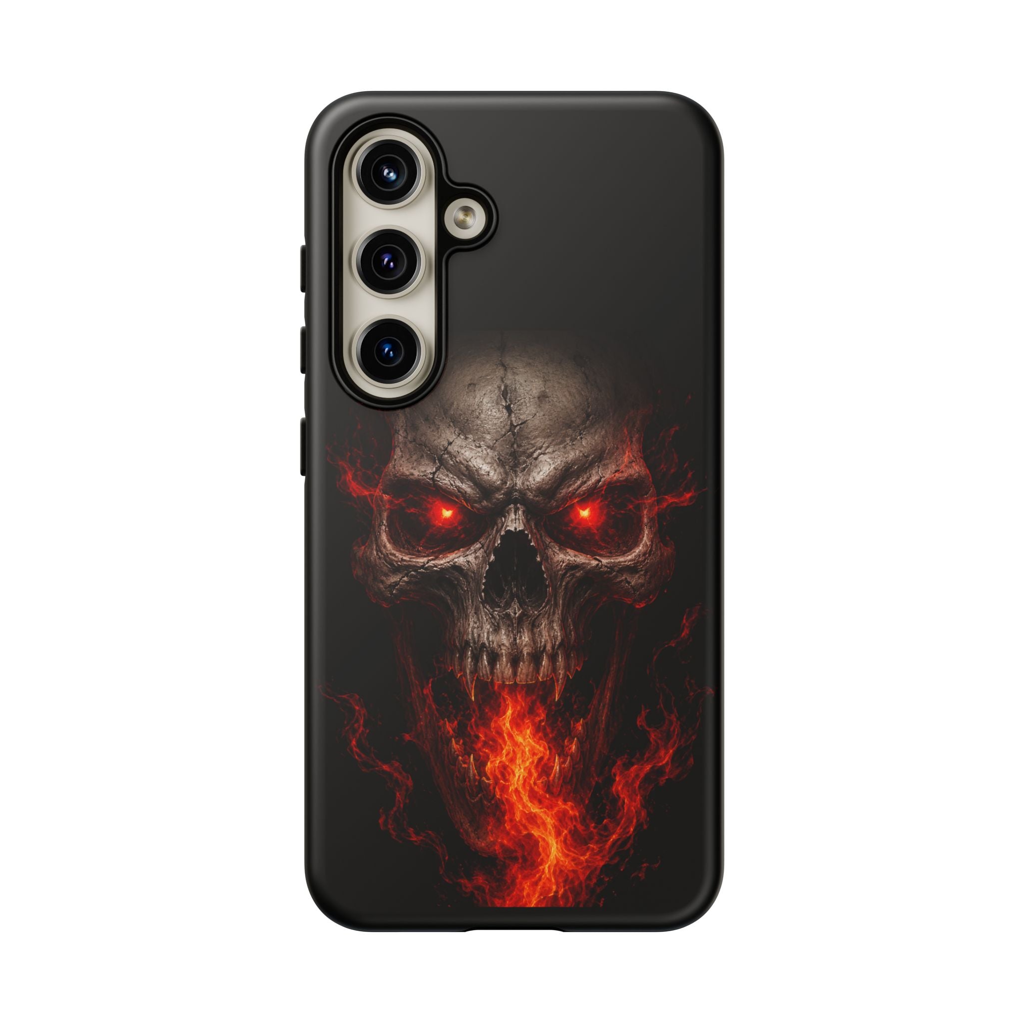 Flaming Skull Tough Case — Heavy-Duty Phone Case with Red-Eye Skull Design