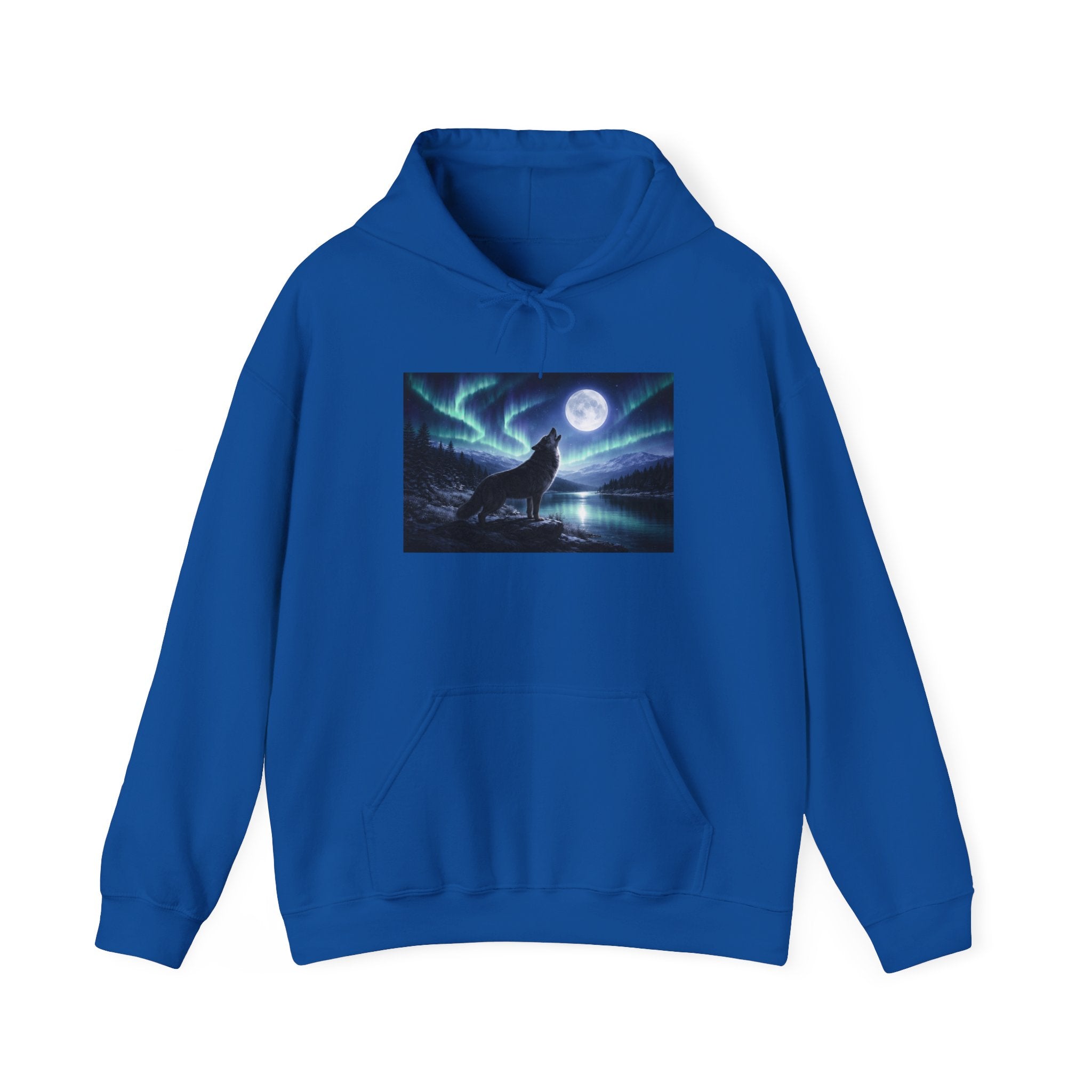 Wolf Howl Hoodie — Northern Lights Moonlight Graphic Sweatshirt