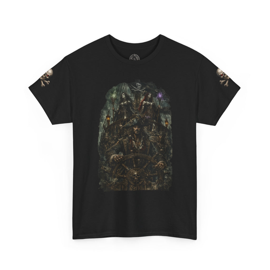 Premium Dark Pirate Mutineer T-Shirt — Dark Skull & Nautical Gothic Graphic Tee