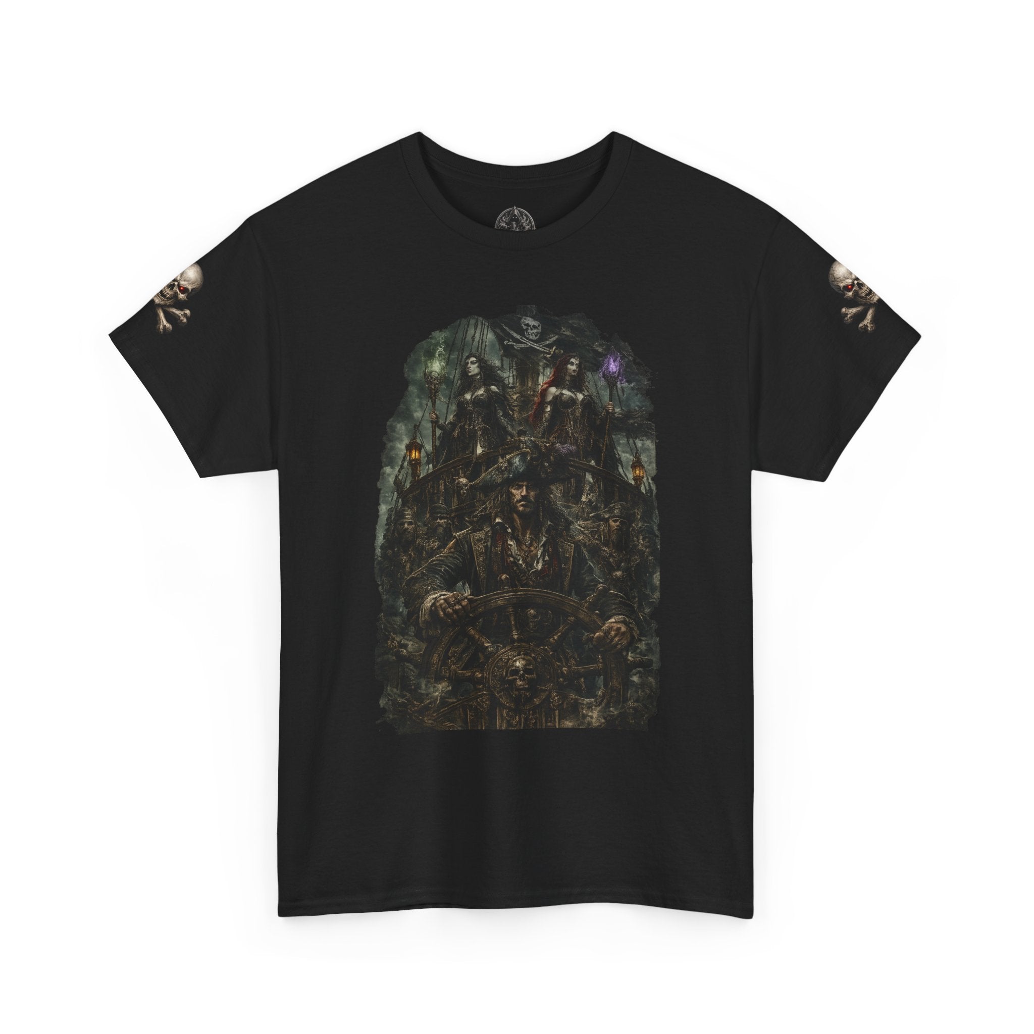 Premium Dark Pirate Mutineer T-Shirt — Dark Skull & Nautical Gothic Graphic Tee