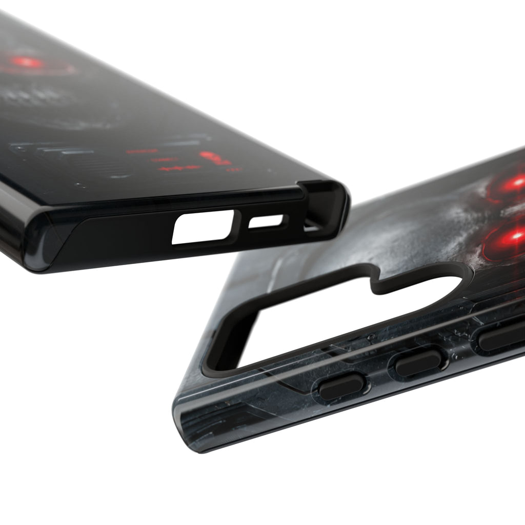 Skull Sentinel Phone Case — Red-Eyed Tactical Skull Protective Case