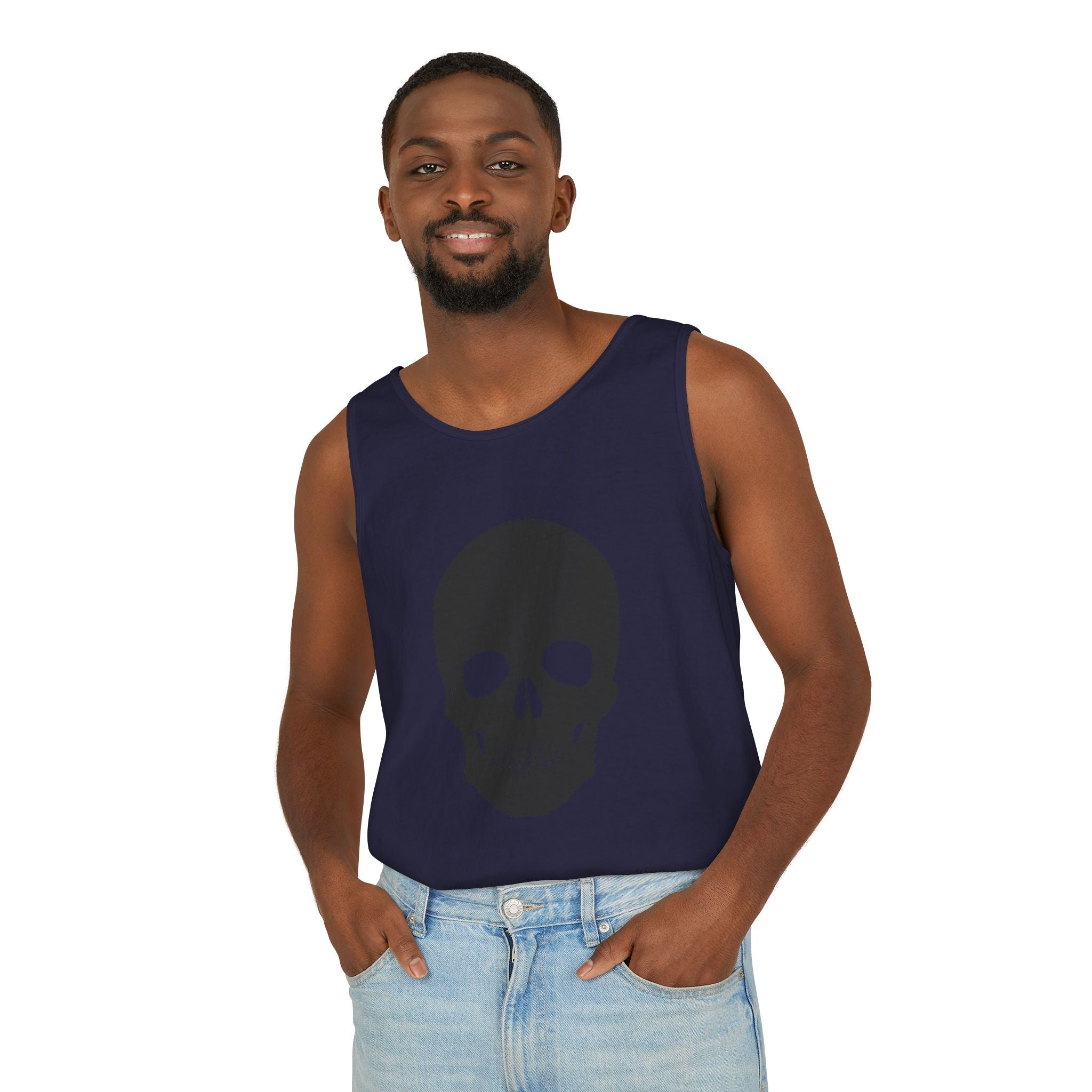 Skull Graphic Tank Top — Bold Black Skull Summer Vest