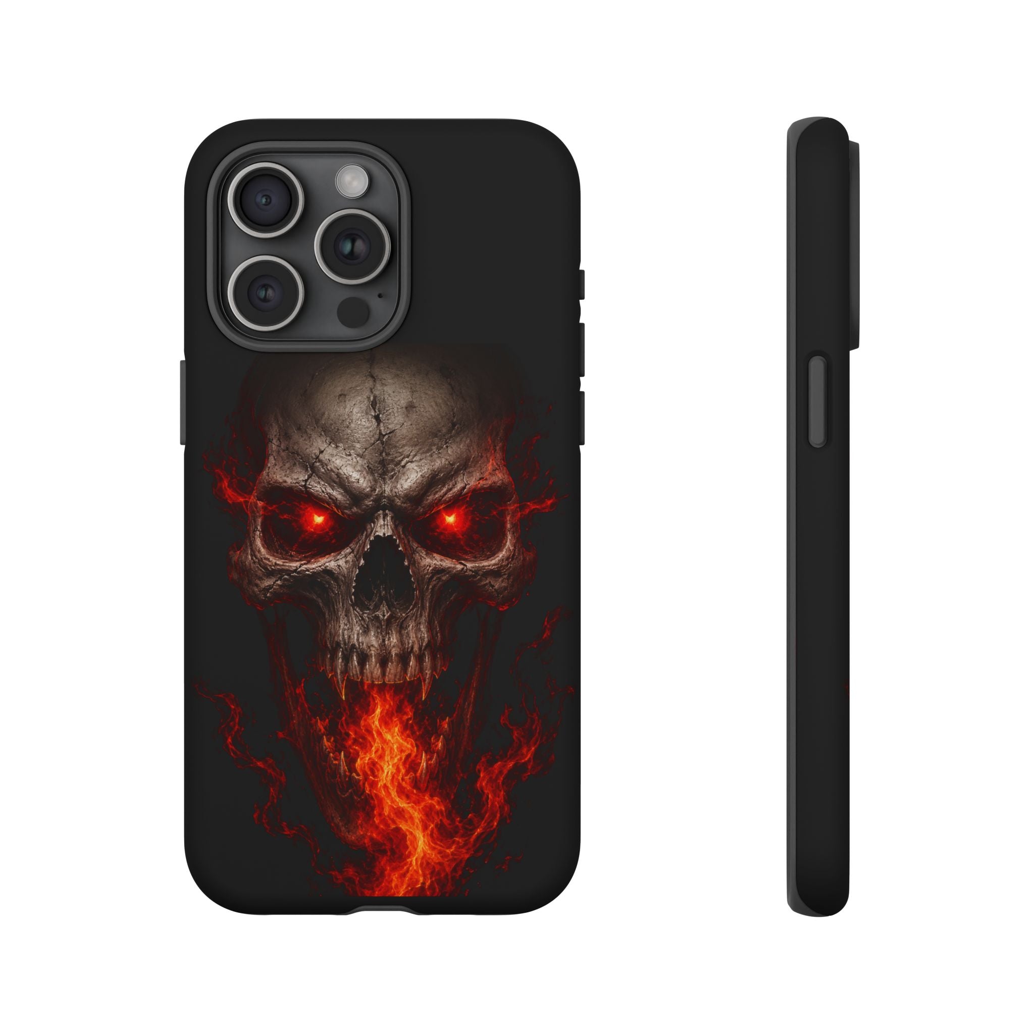 Flaming Skull Tough Case — Heavy-Duty Phone Case with Red-Eye Skull Design