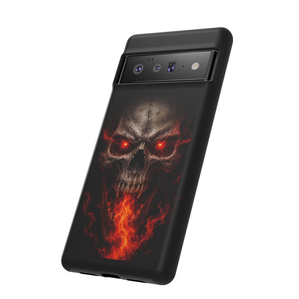 Flaming Skull Tough Case — Heavy-Duty Phone Case with Red-Eye Skull Design