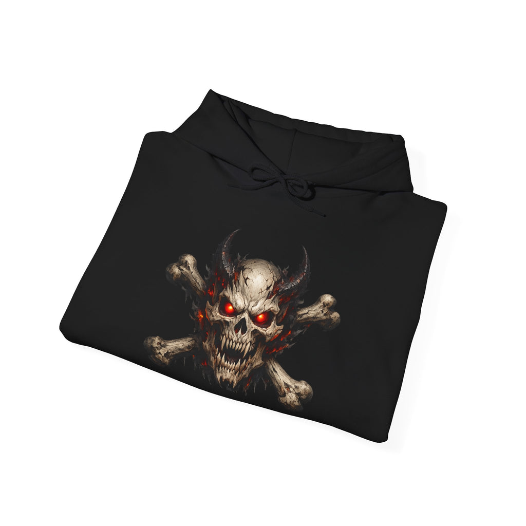 Premium Skull & Crossbones Hoodie — Red-Eyed Skull Graphic Pullover Hoodie