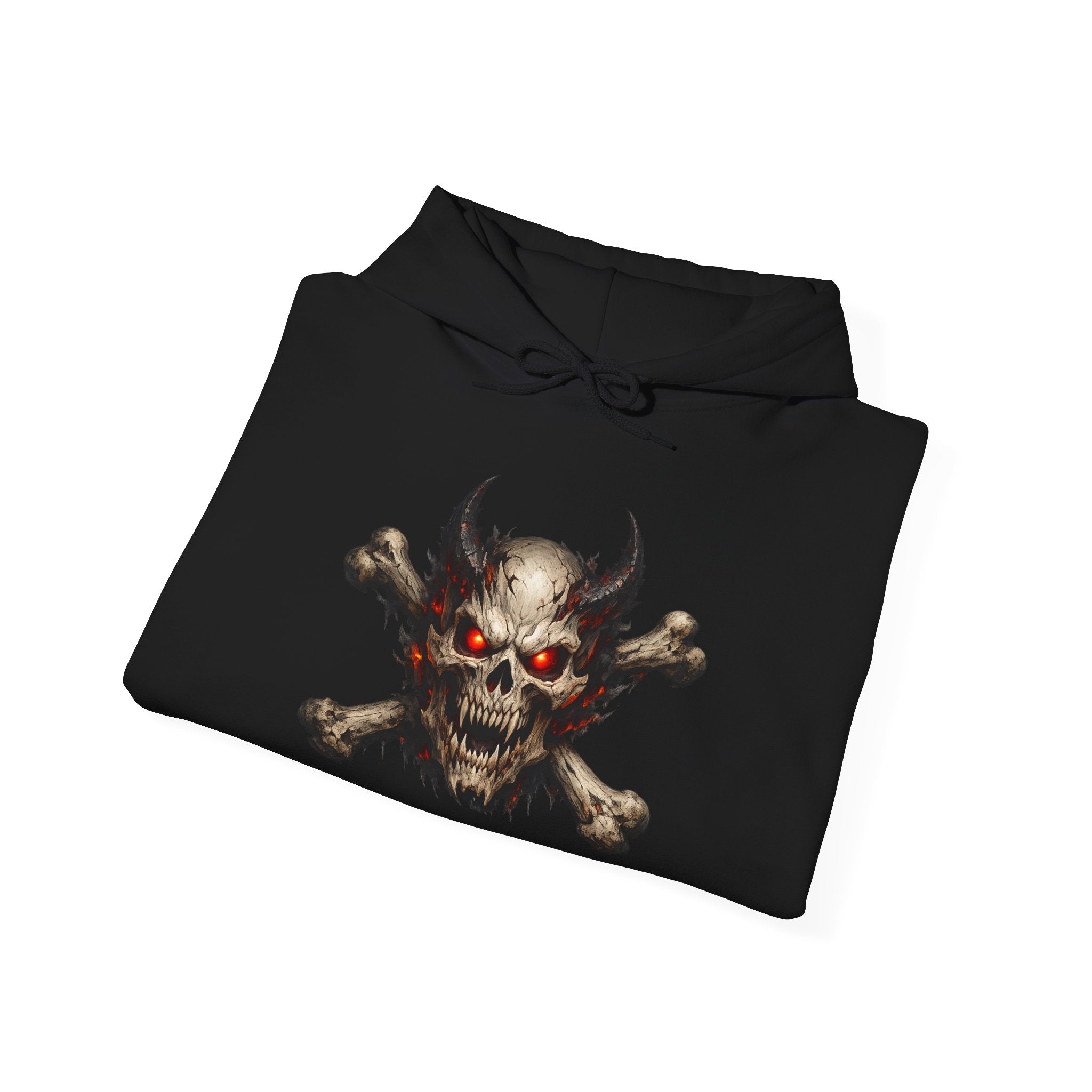 Premium Skull & Crossbones Hoodie — Red-Eyed Skull Graphic Pullover Hoodie