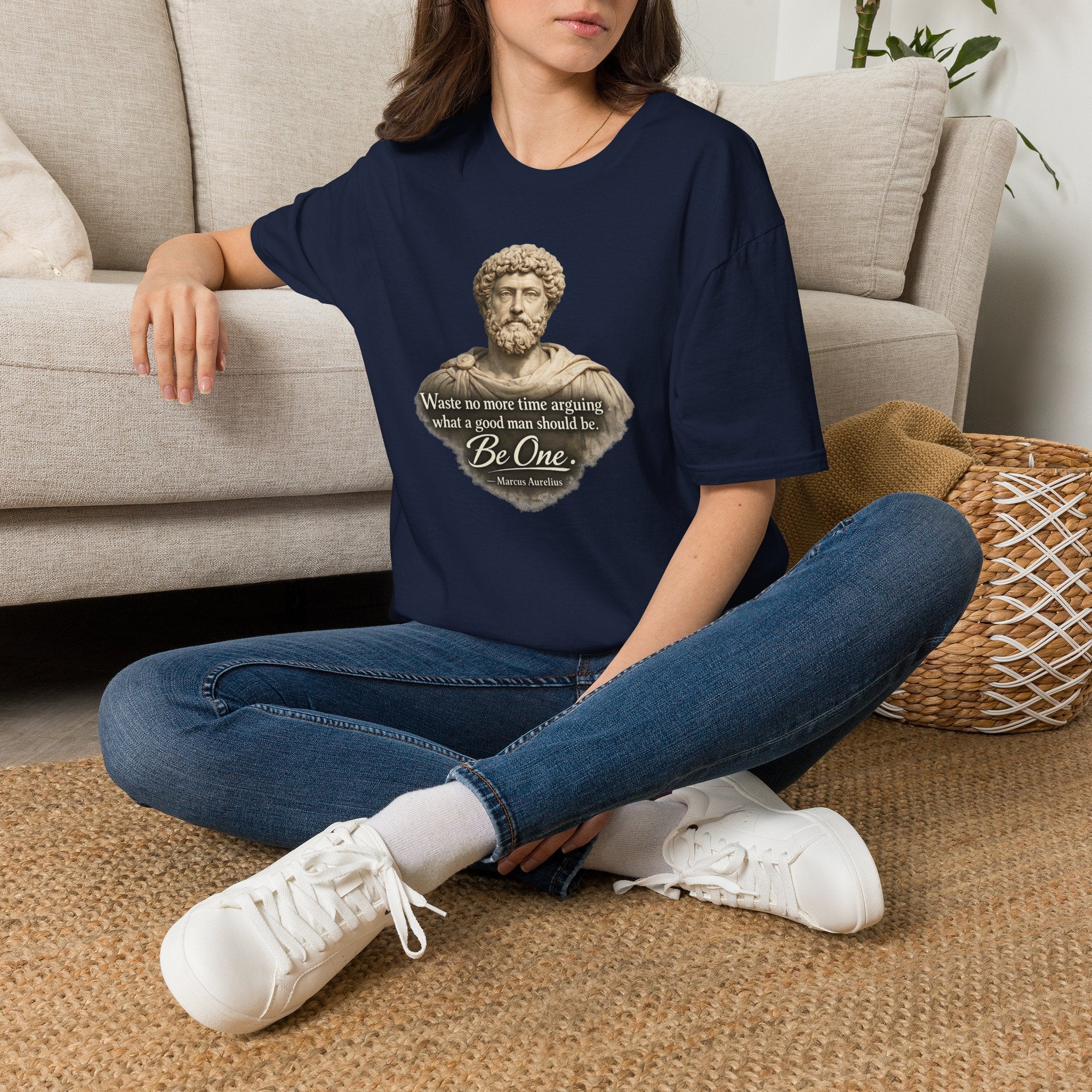 Marcus Aurelius Bust T-Shirt – “Waste No More Time...” Stoic Quote Tee