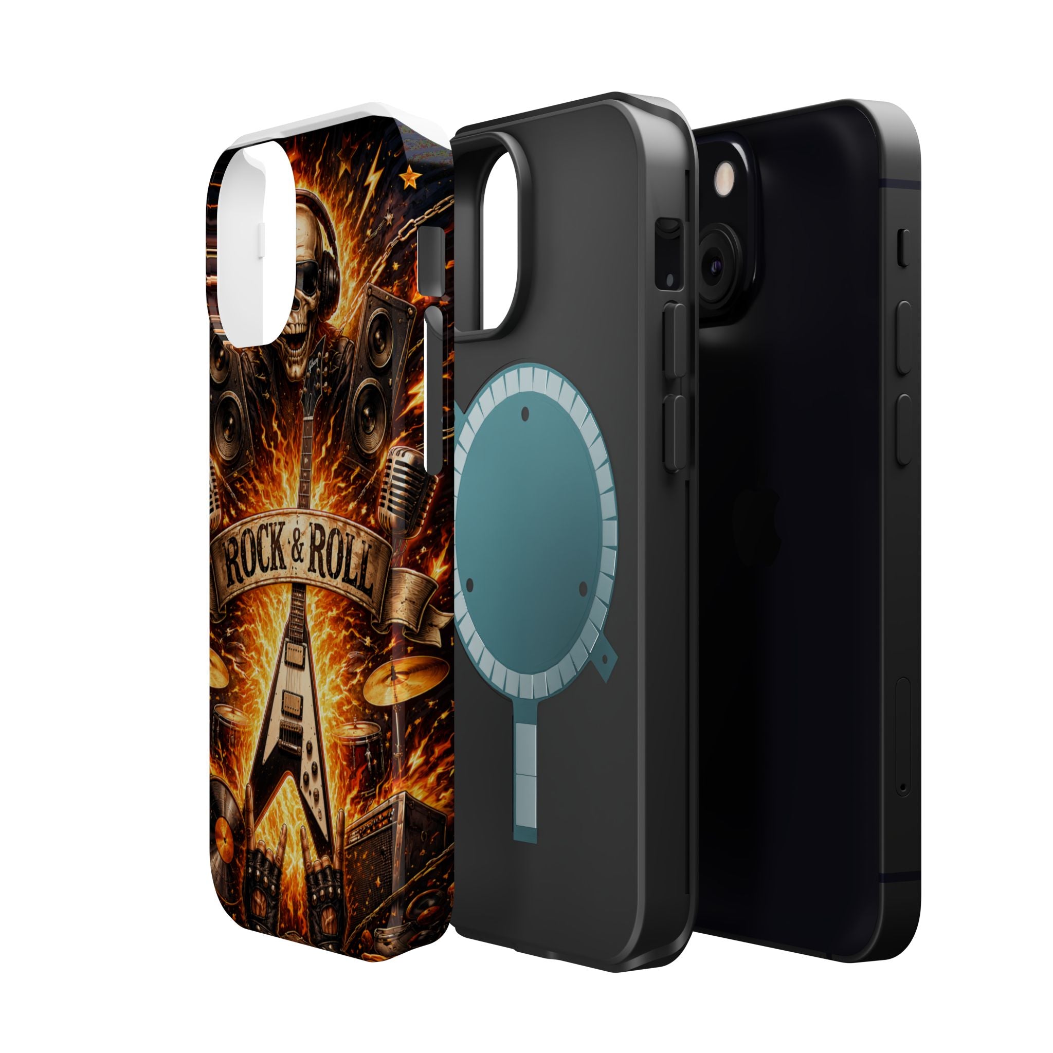 Rock & Roll Skull Guitar Phone Case — Magnetic Impact-Resistant