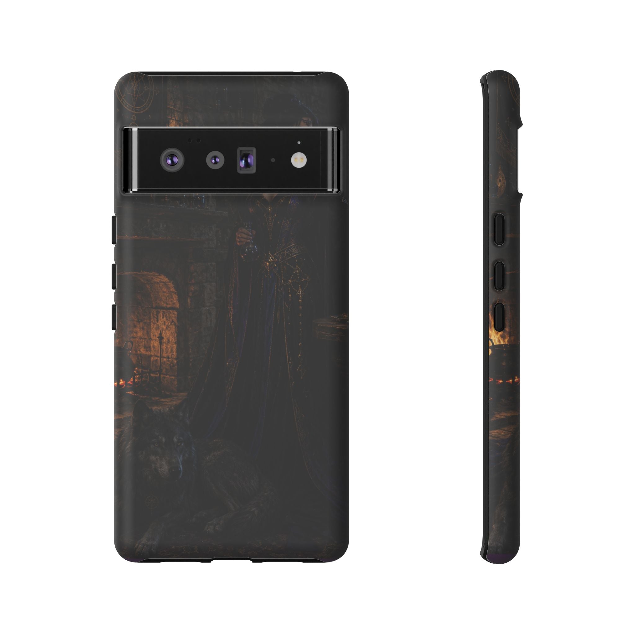 Gothic Witch Phone Case — Dark Fantasy Wolf & Fireplace Tough Case